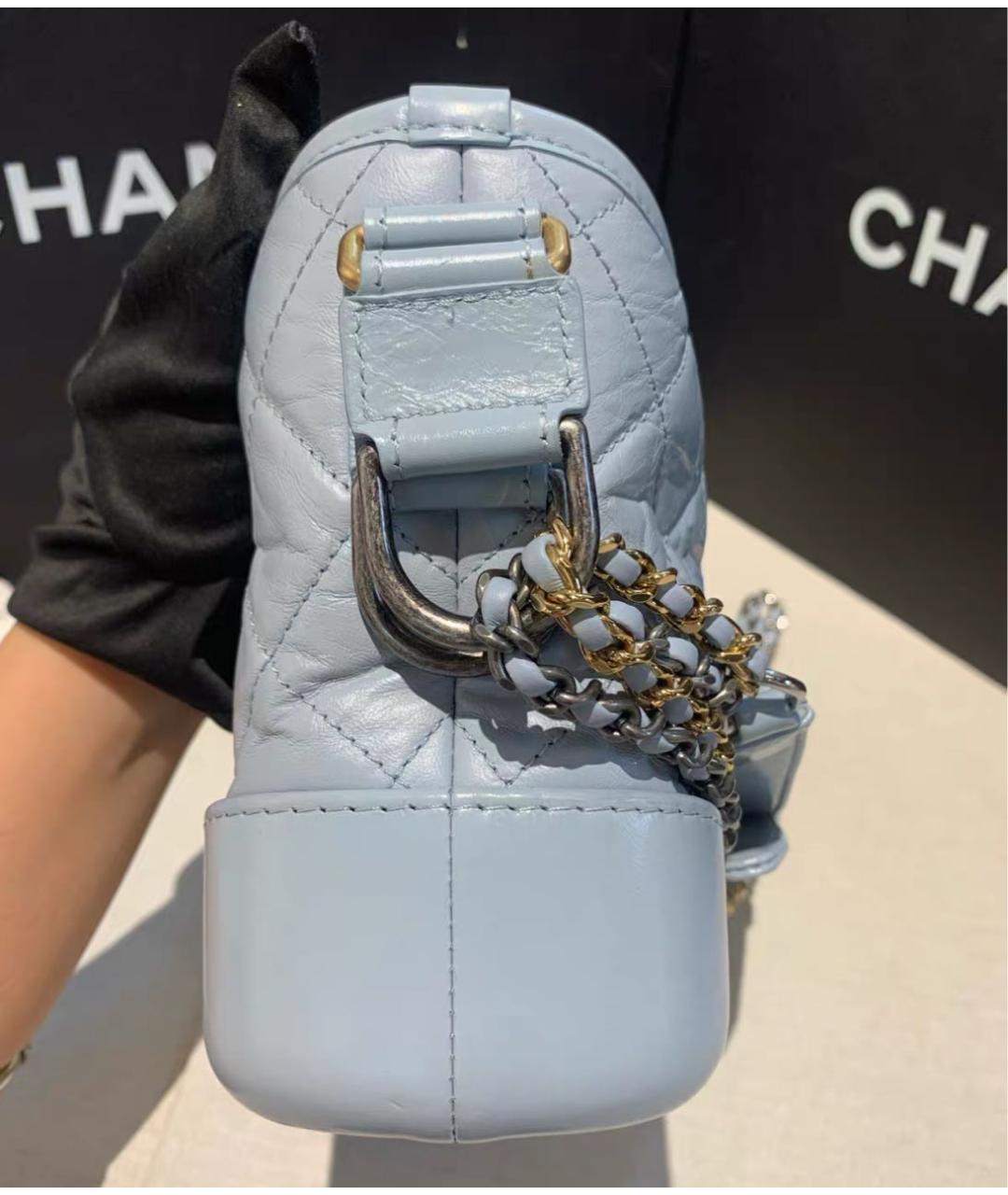 CHANEL Голубая кожаная сумка через плечо, фото 3