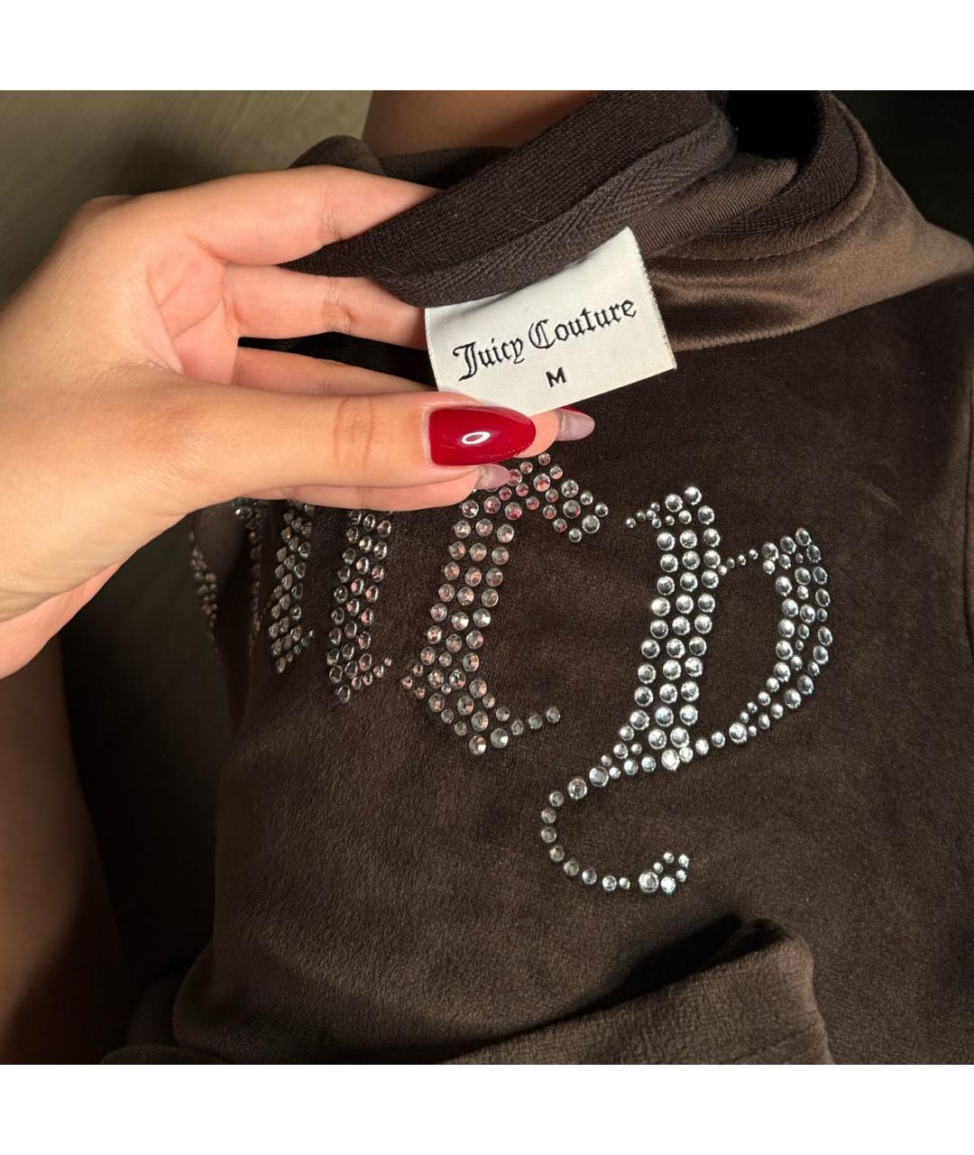 JUICY COUTURE Хаки велюровая футболка, фото 3