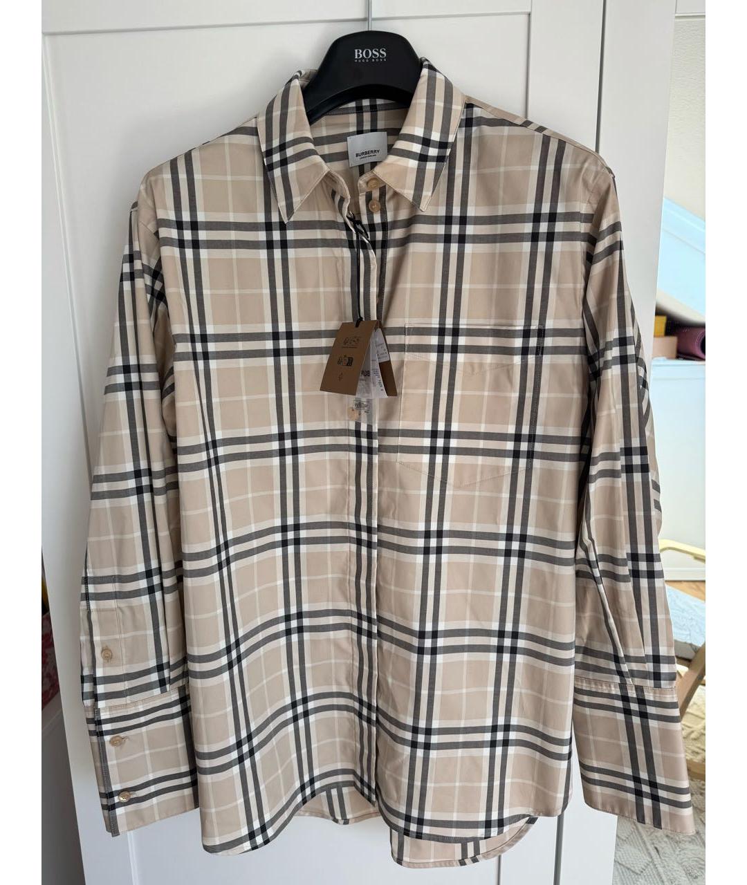 BURBERRY Бежевая хлопковая рубашка, фото 6
