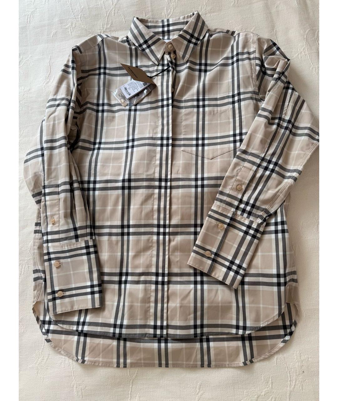 BURBERRY Бежевая хлопковая рубашка, фото 5