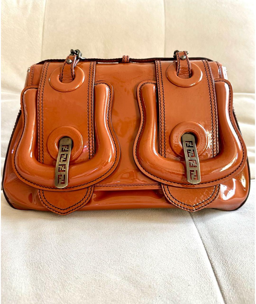 FENDI Оранжевая сумка через плечо из лакированной кожи, фото 8
