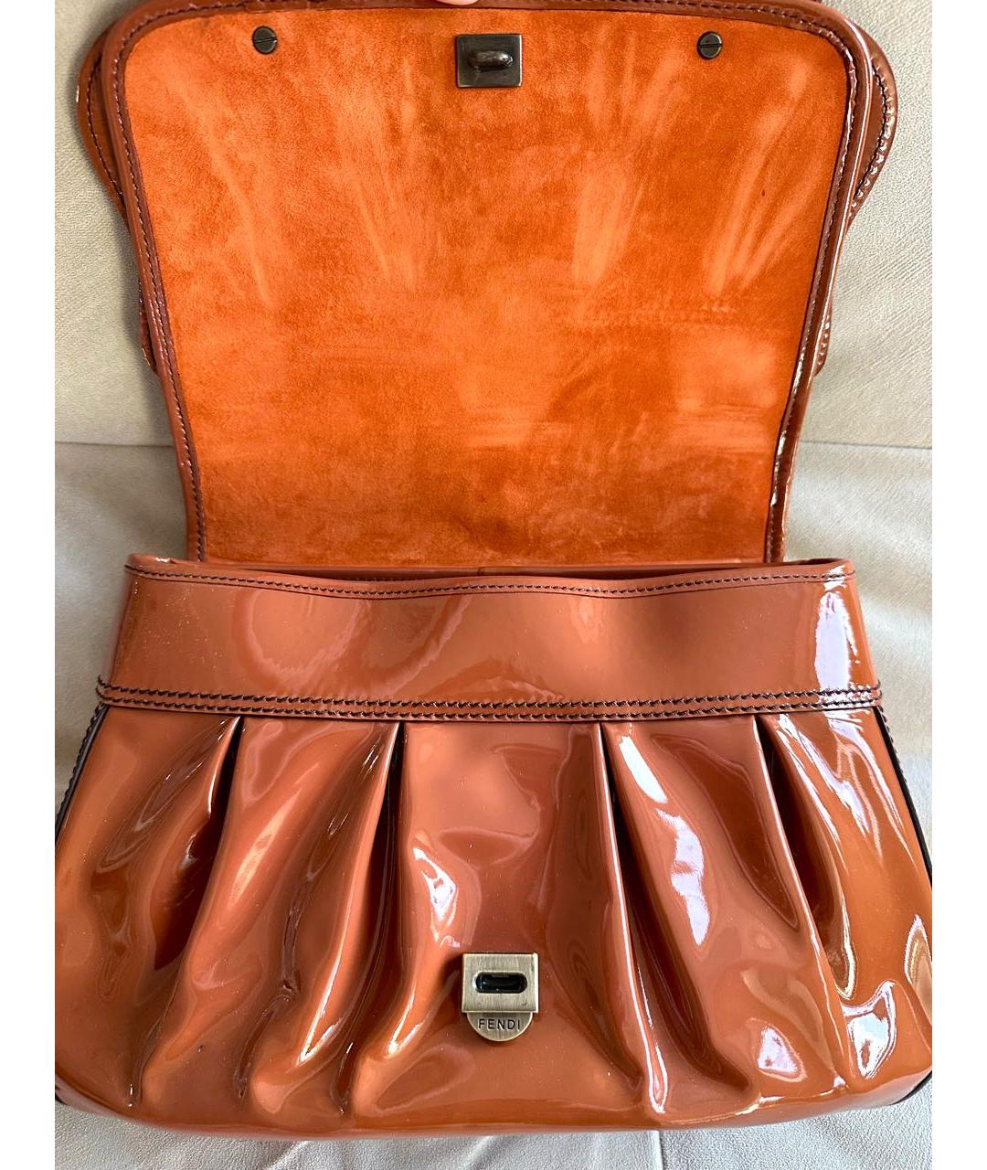 FENDI Оранжевая сумка через плечо из лакированной кожи, фото 2