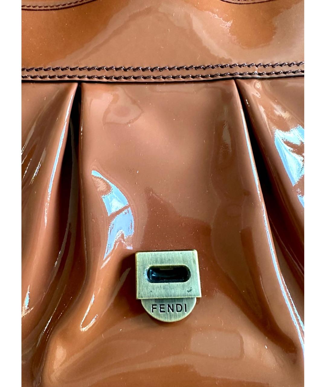 FENDI Оранжевая сумка через плечо из лакированной кожи, фото 6