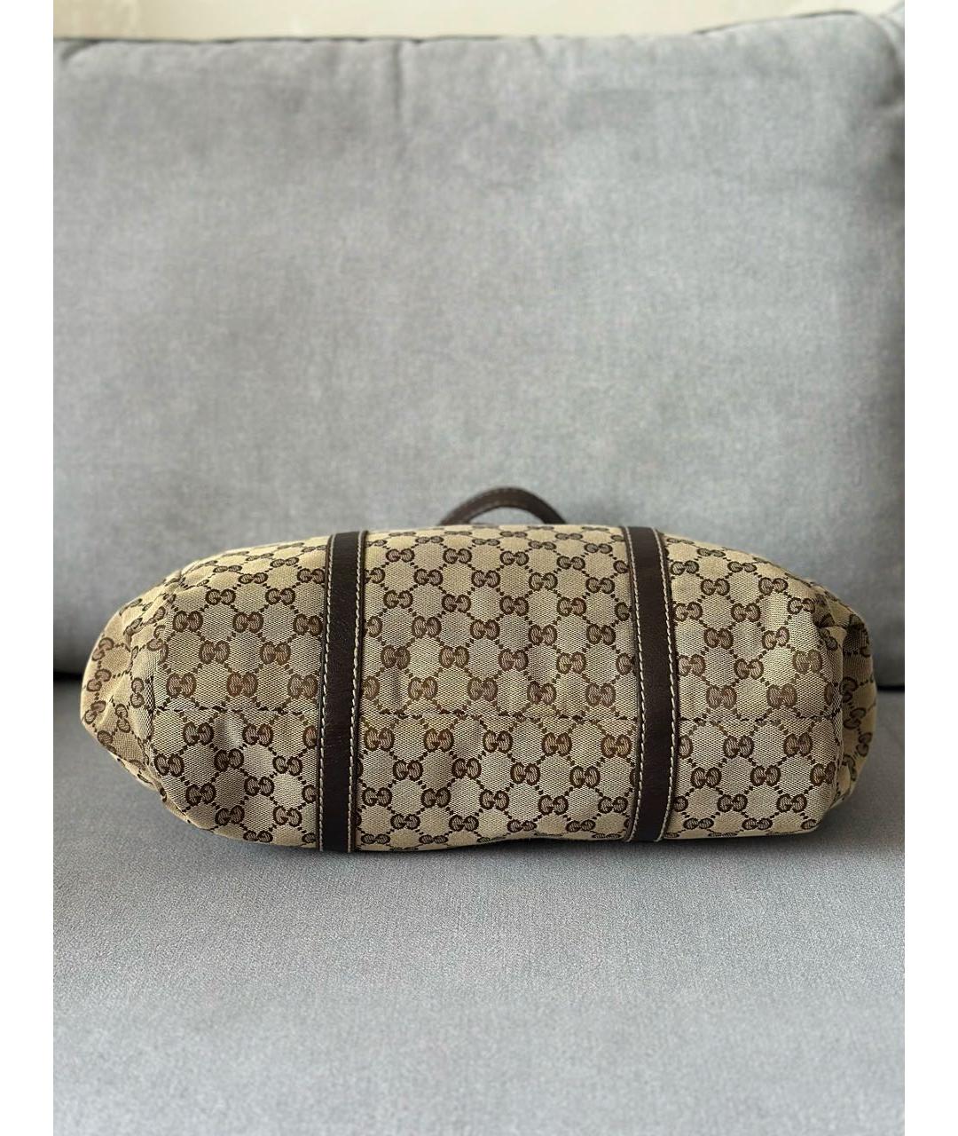GUCCI Бежевая тканевая сумка тоут, фото 5