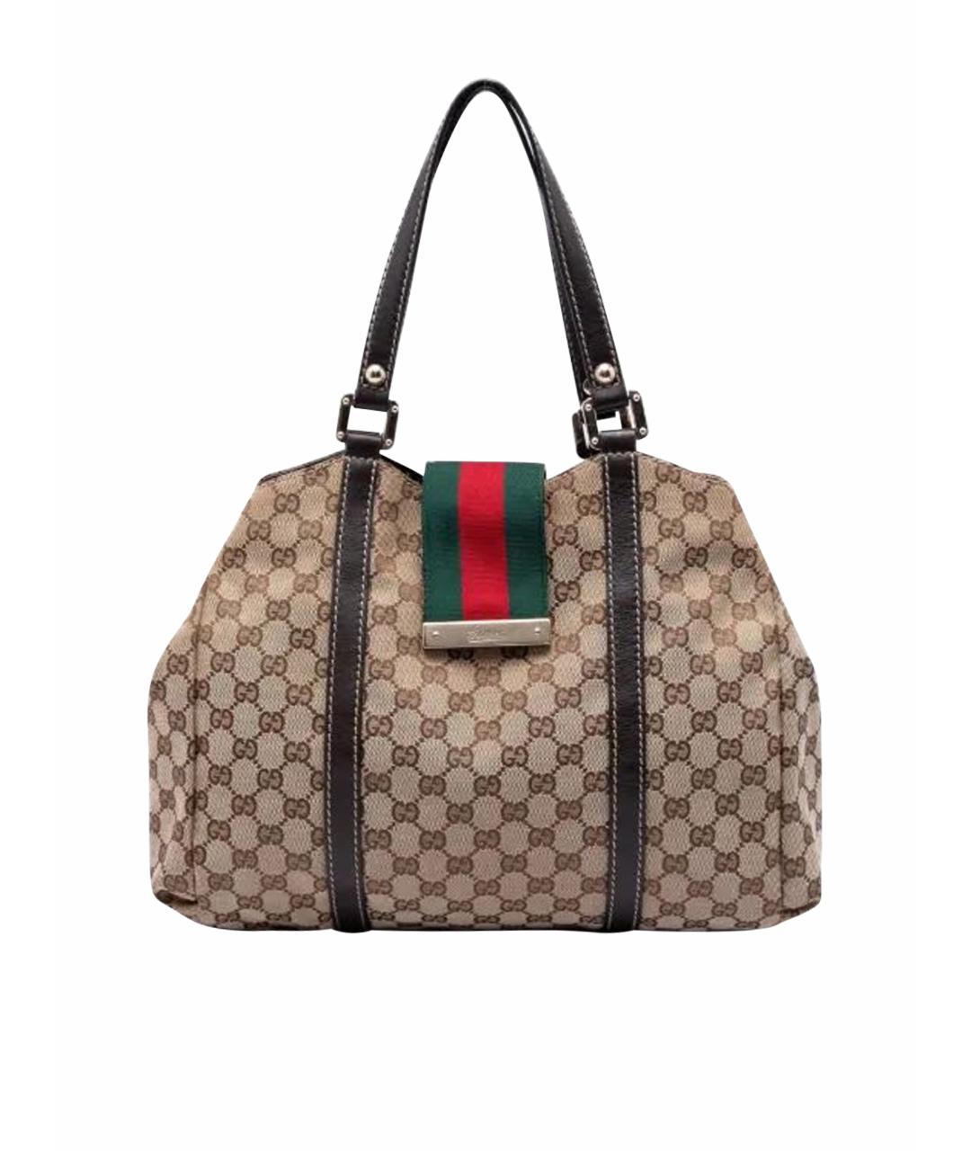 GUCCI Бежевая тканевая сумка тоут, фото 1