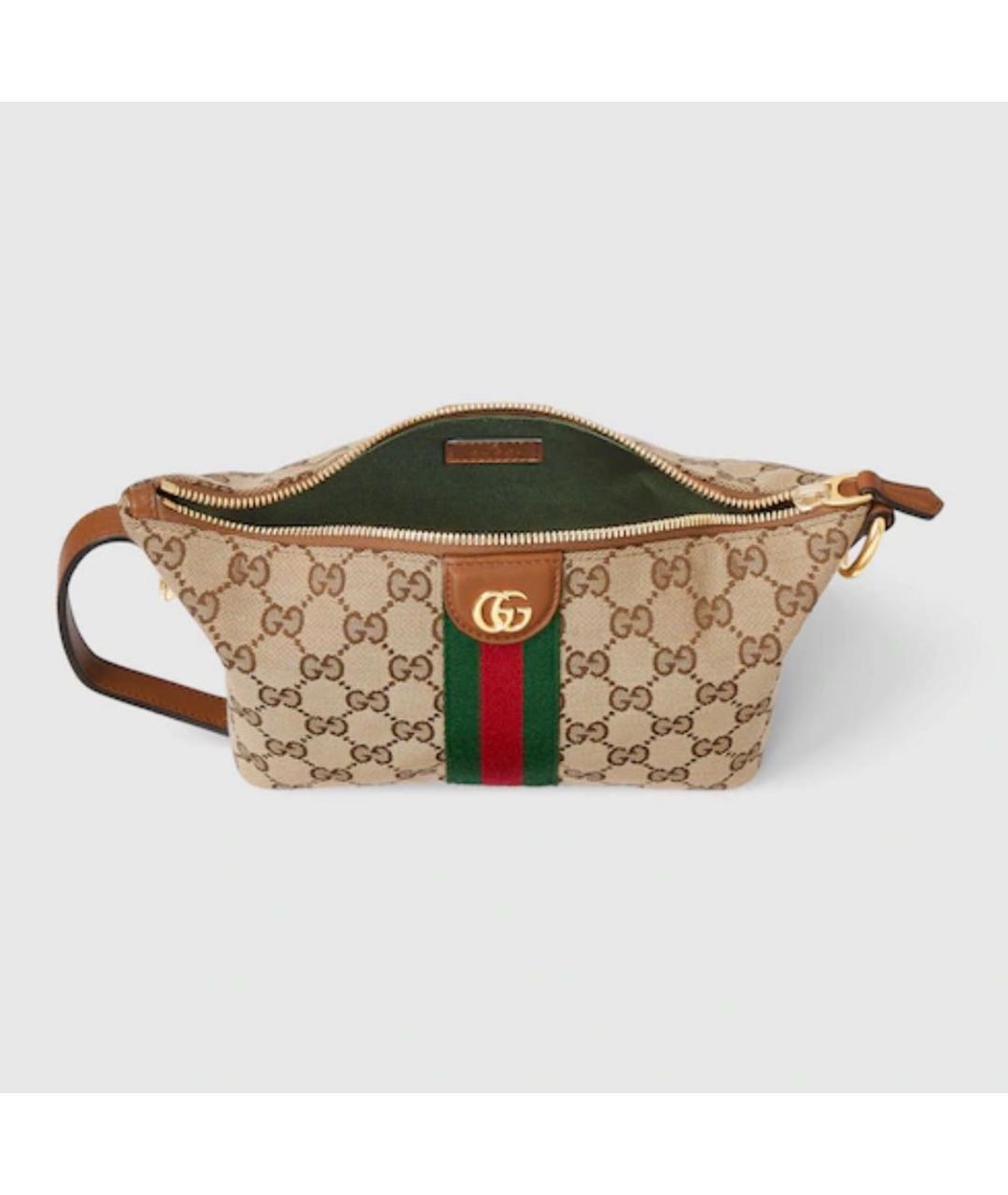 GUCCI Бежевая сумка с короткими ручками из канвы, фото 2