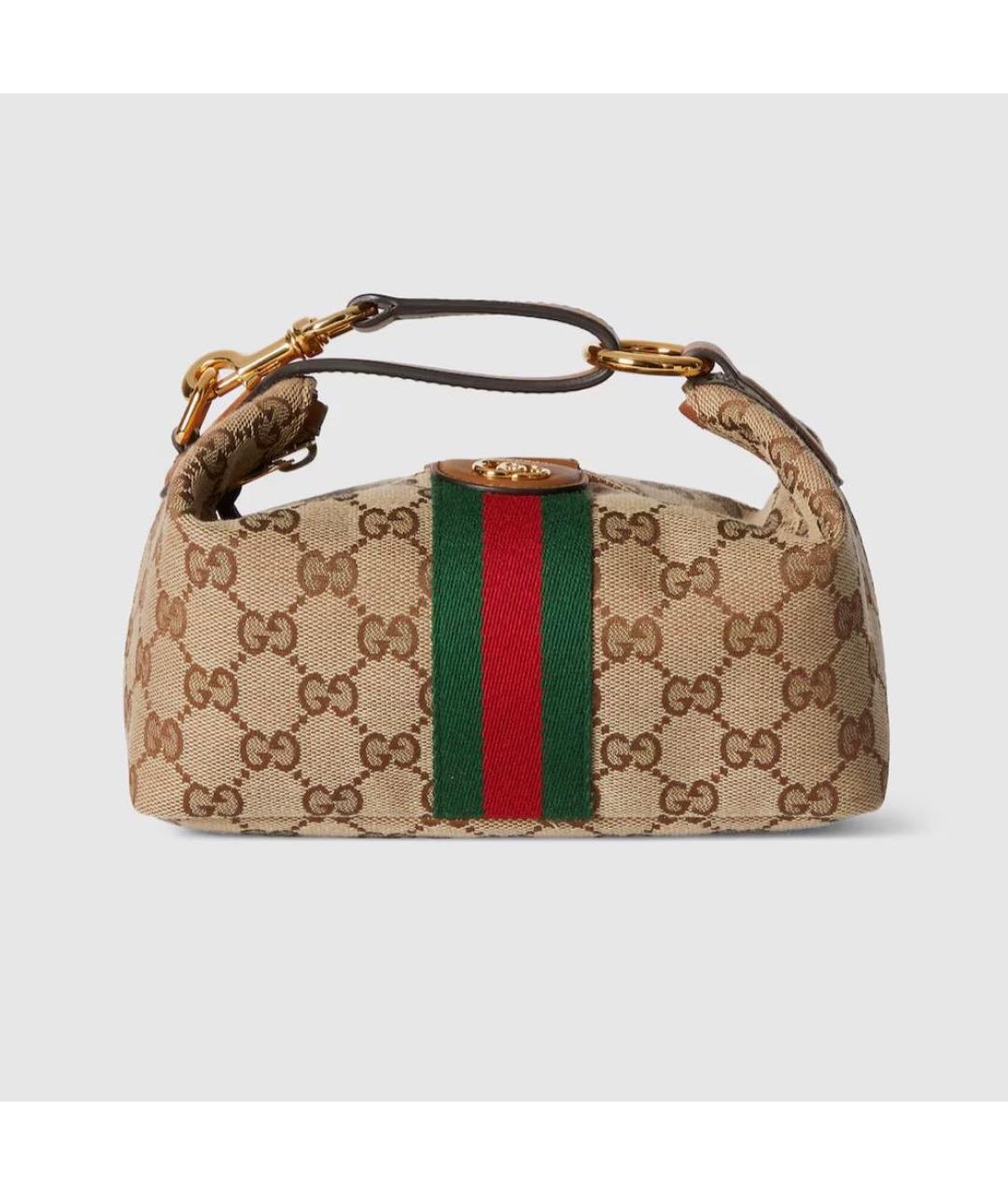 GUCCI Бежевая сумка с короткими ручками из канвы, фото 9