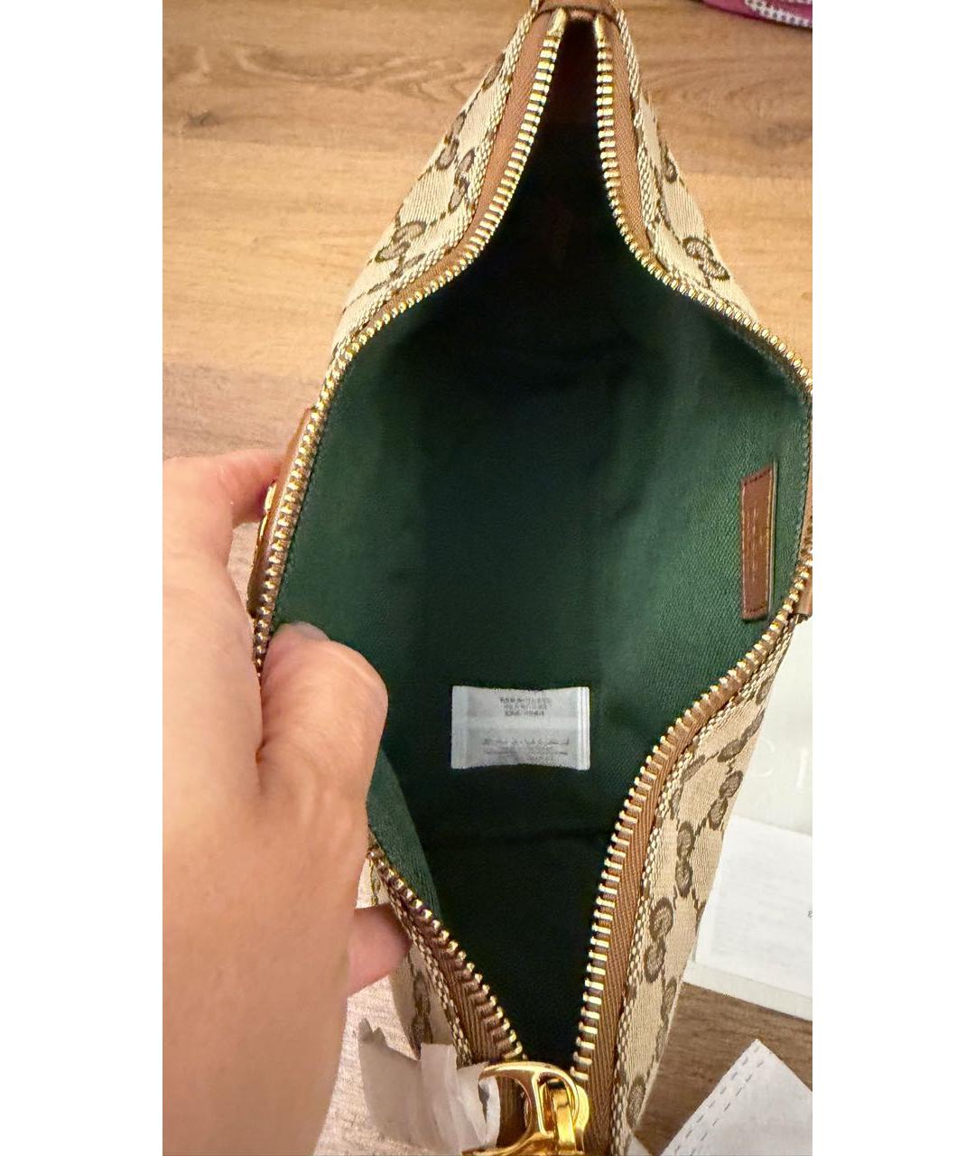 GUCCI Бежевая сумка с короткими ручками из канвы, фото 6
