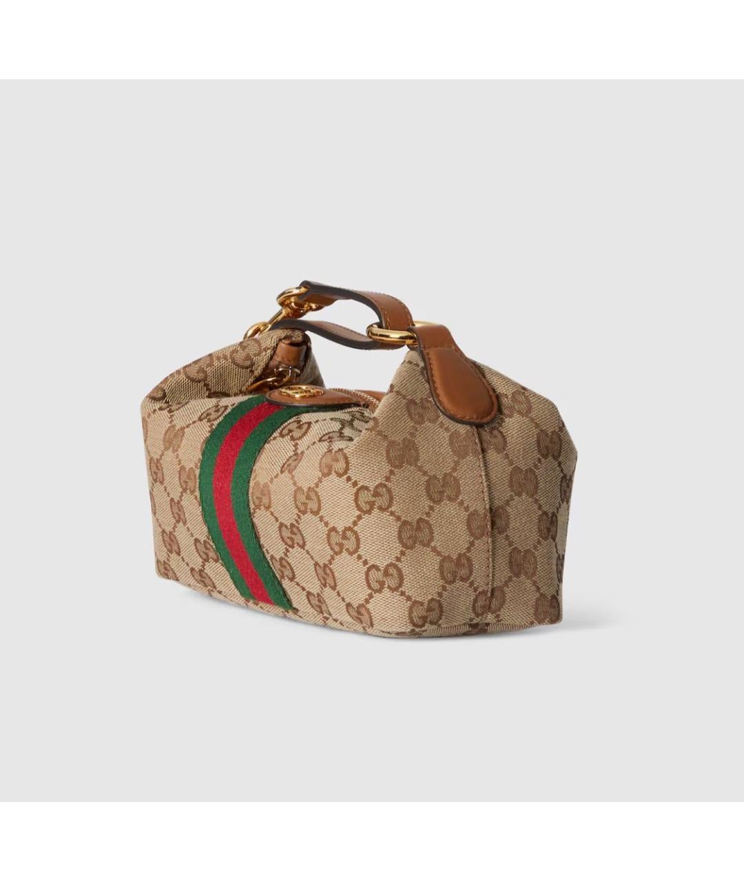 GUCCI Бежевая сумка с короткими ручками из канвы, фото 3