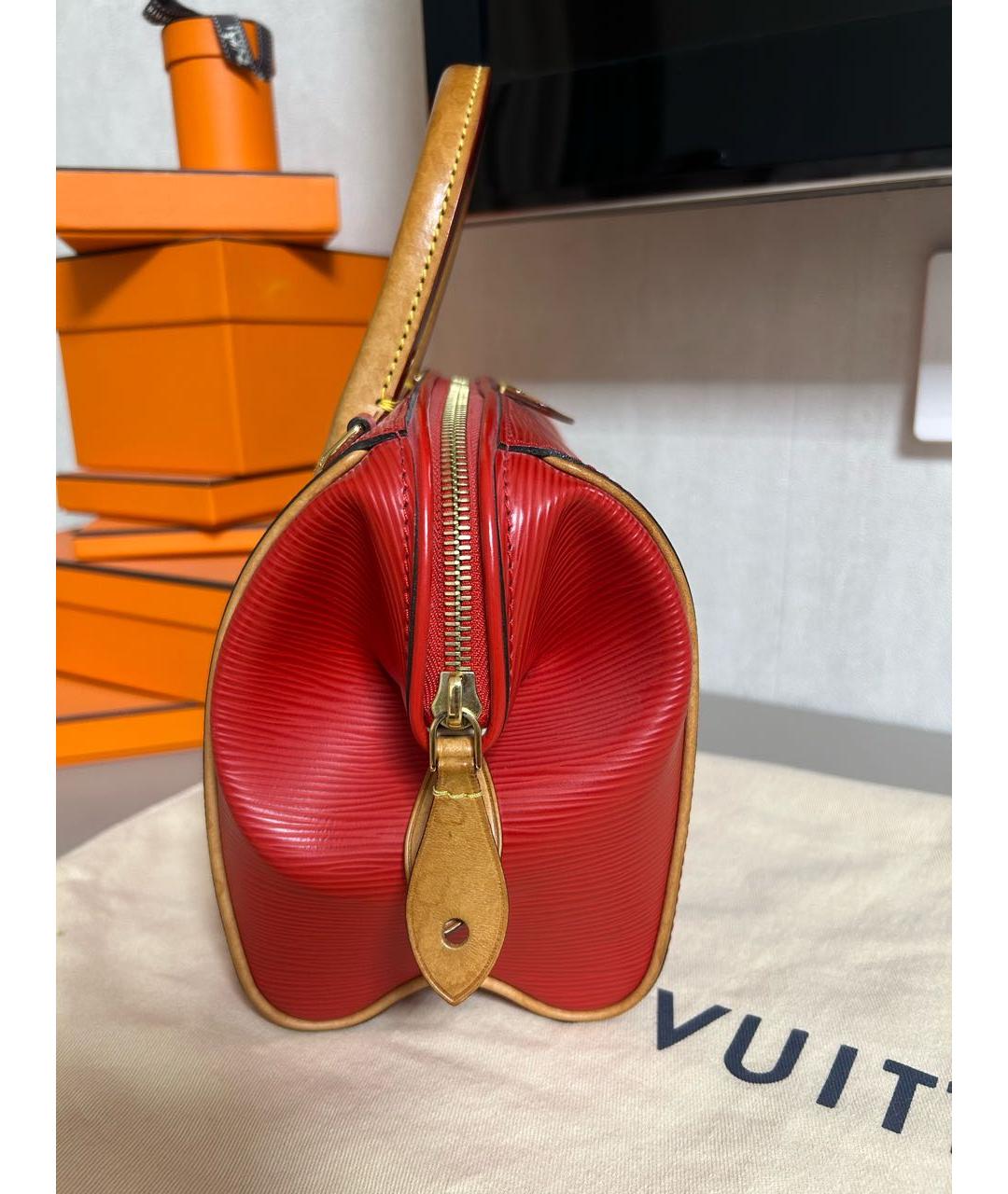 LOUIS VUITTON Красная кожаная сумка с короткими ручками, фото 7