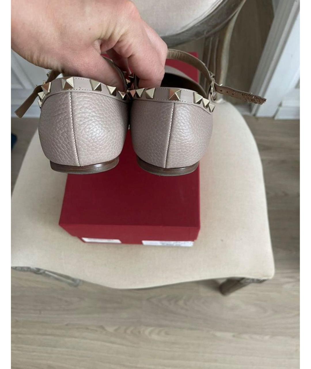 VALENTINO Розовые кожаные лодочки на низком каблуке, фото 4