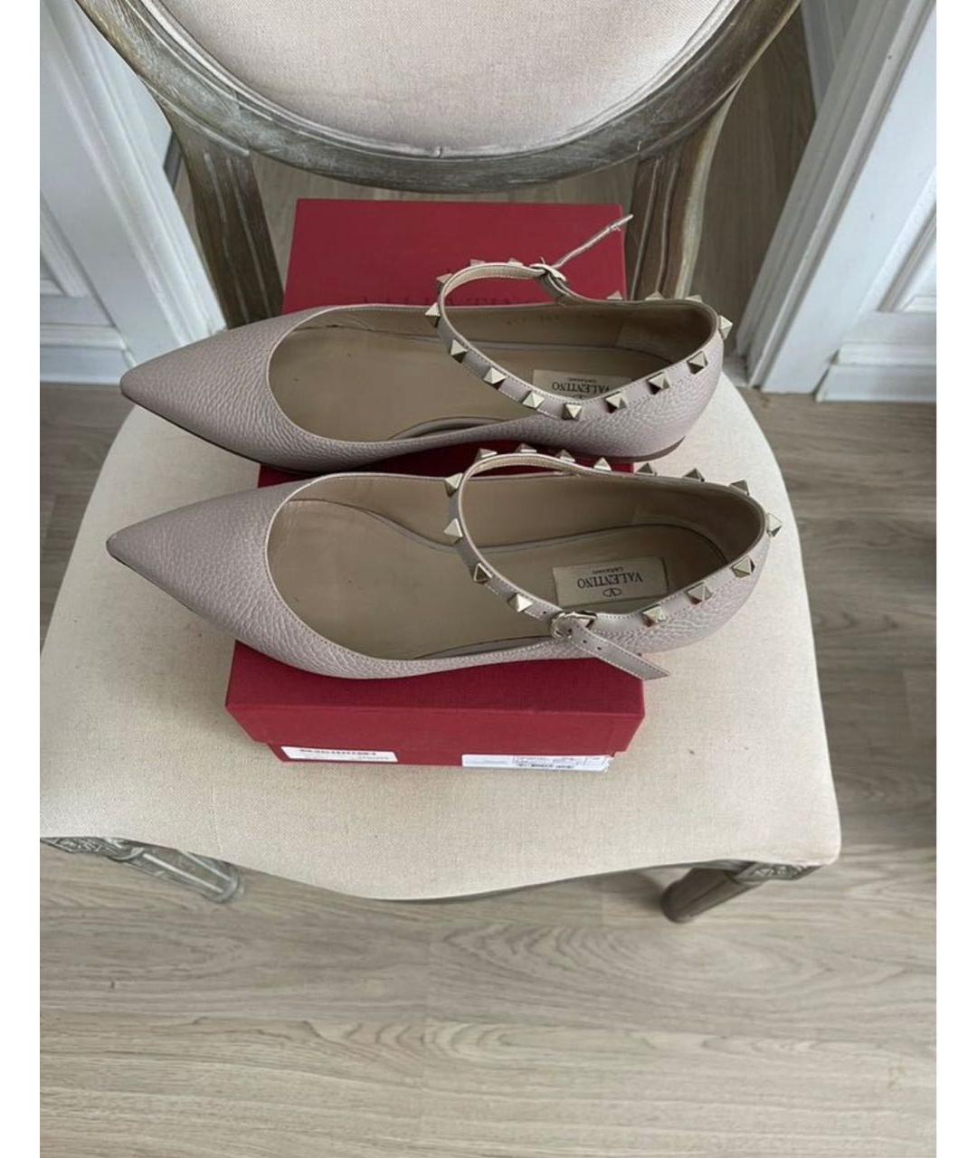 VALENTINO Розовые кожаные лодочки на низком каблуке, фото 8