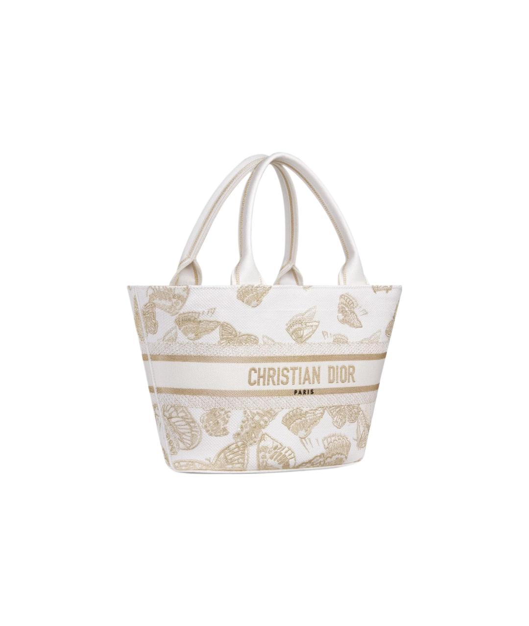 CHRISTIAN DIOR Белая сумка с короткими ручками из канвы, фото 4