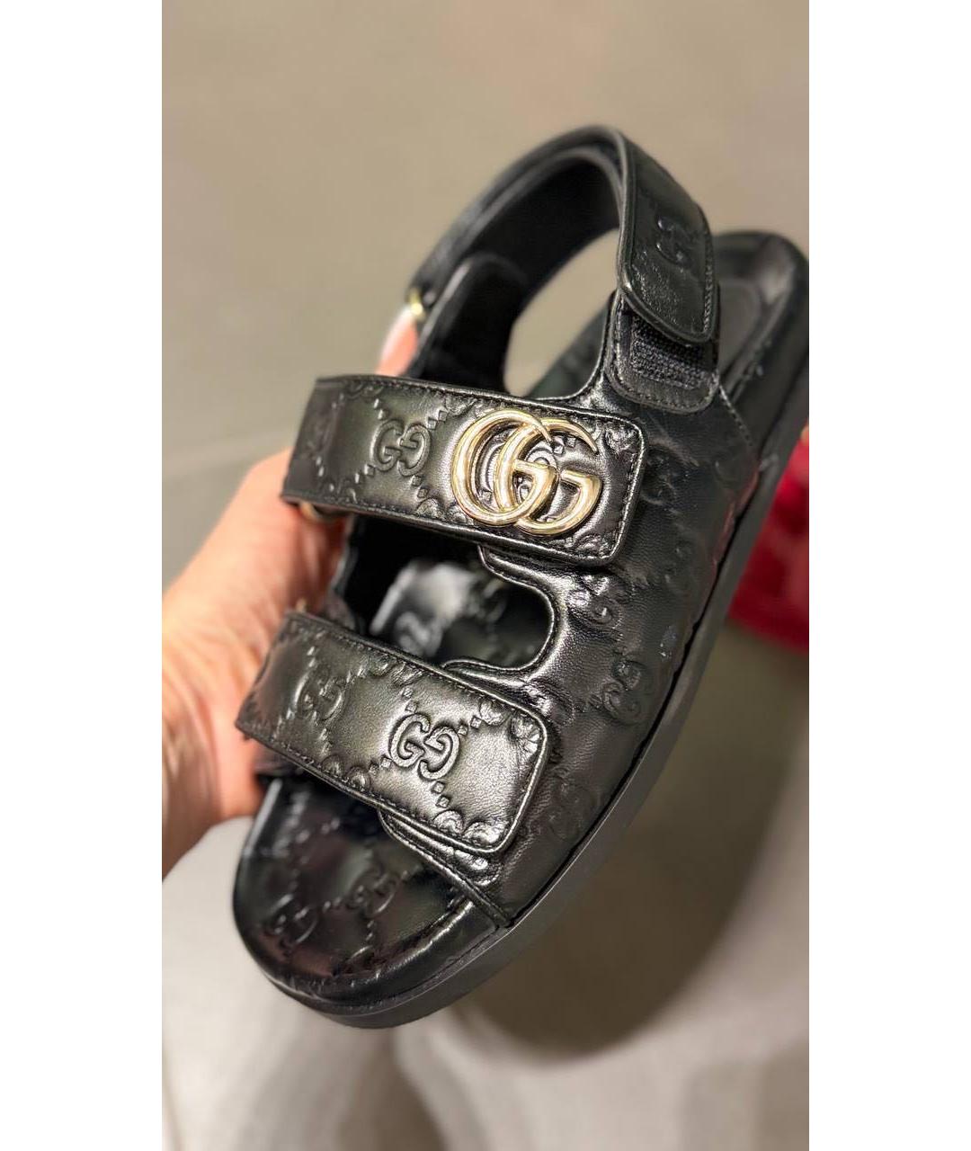 GUCCI Черные кожаные сандалии, фото 8