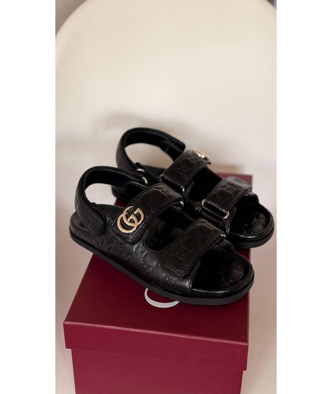 GUCCI Черные кожаные сандалии, фото 6