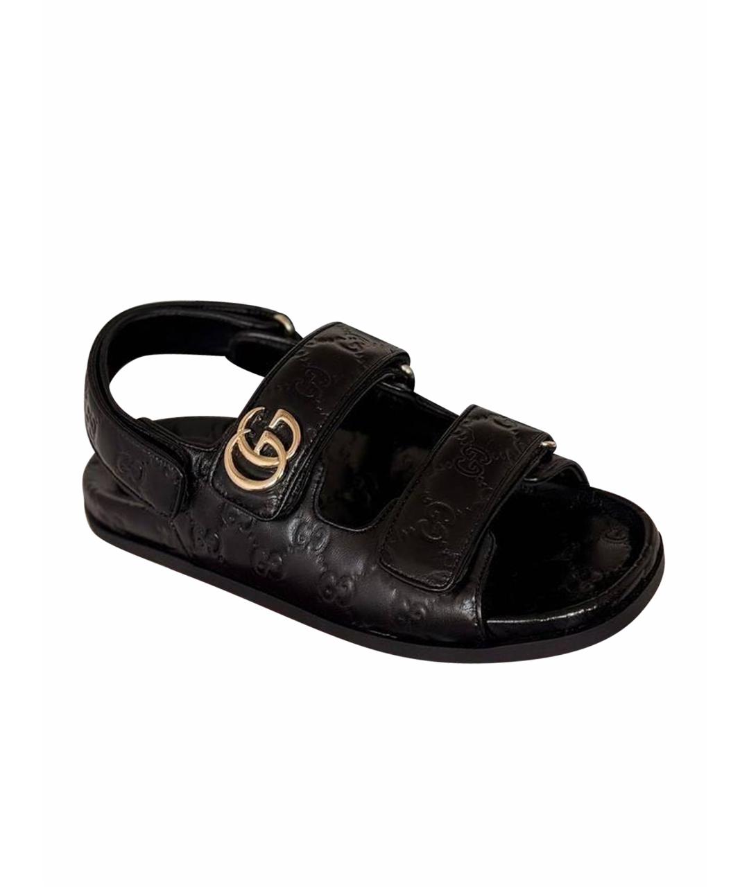 GUCCI Черные кожаные сандалии, фото 1