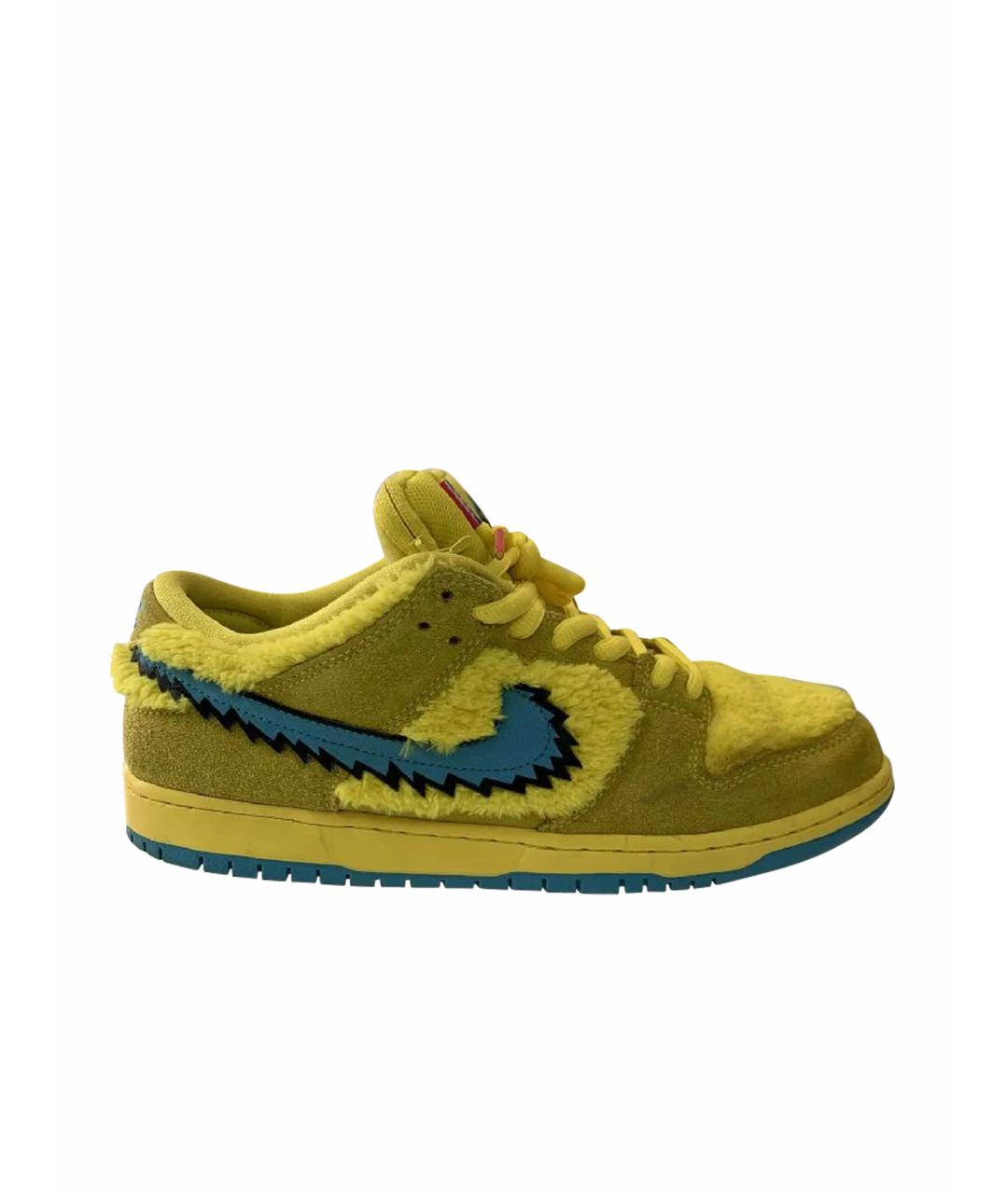 NIKE Желтые замшевые низкие кроссовки / кеды, фото 1