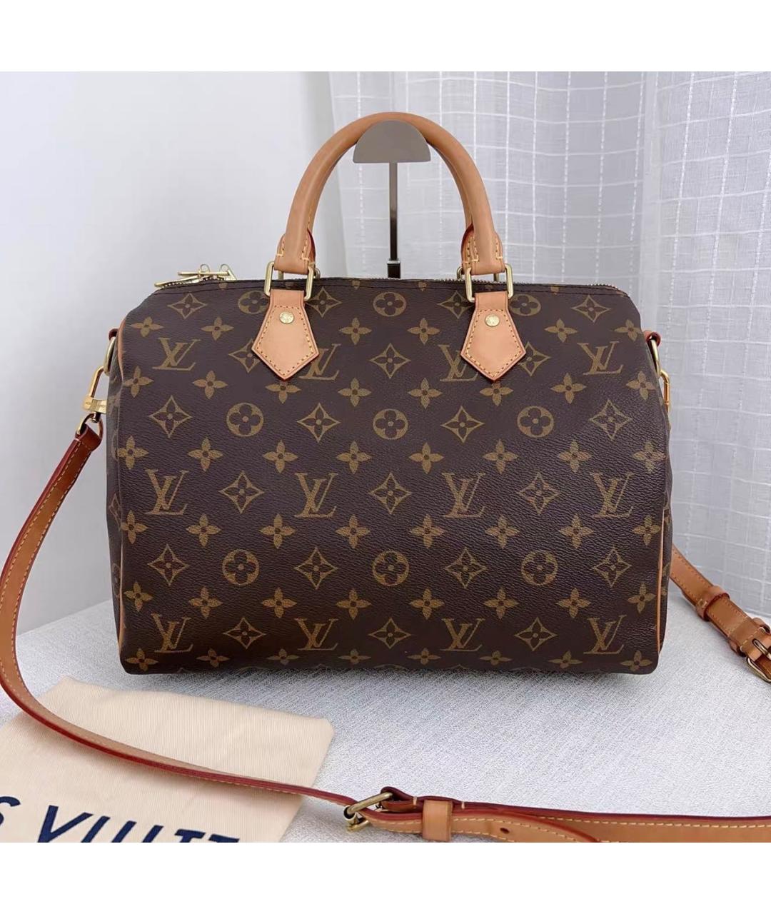 LOUIS VUITTON Коричневая кожаная сумка через плечо, фото 9