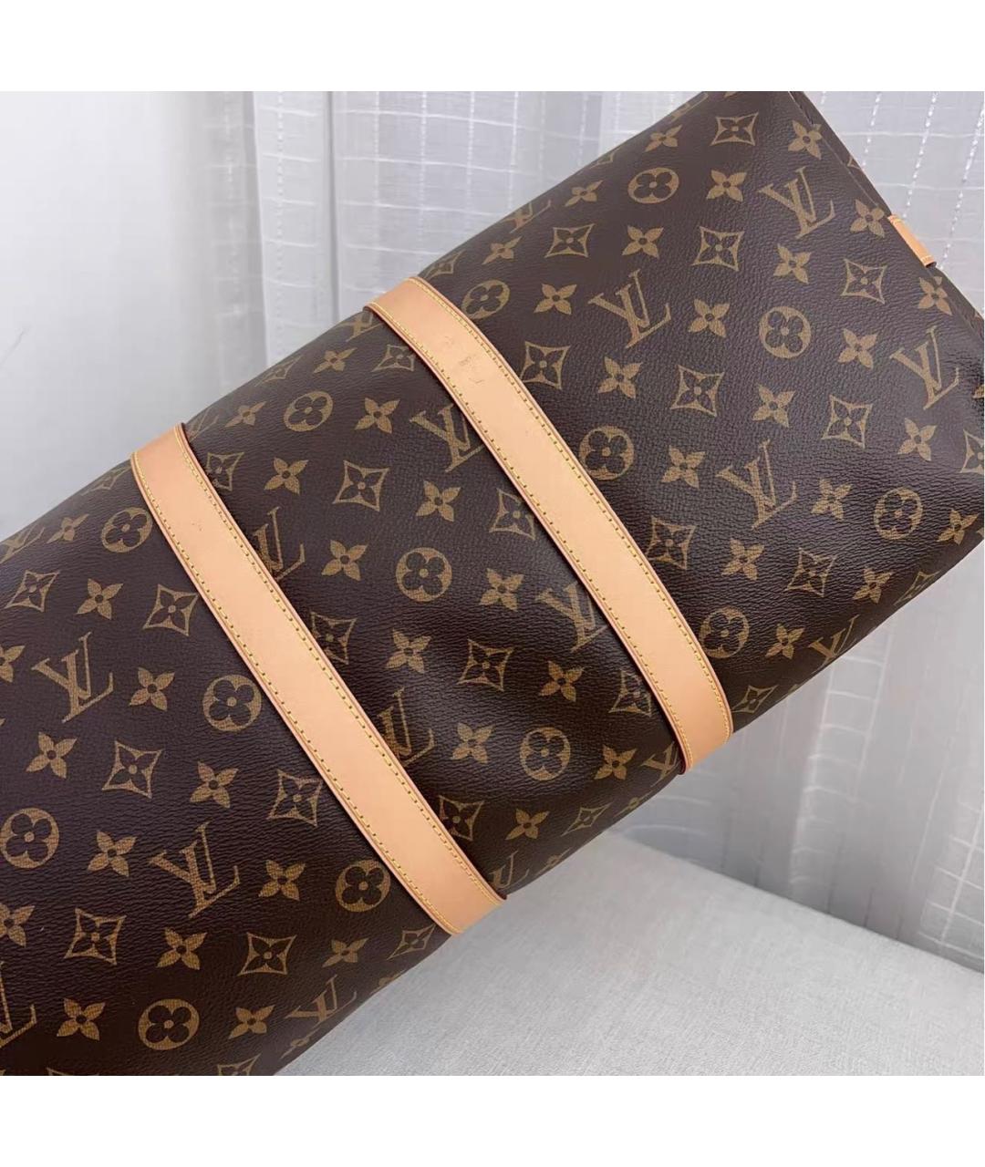 LOUIS VUITTON Коричневая кожаная дорожная/спортивная сумка, фото 5