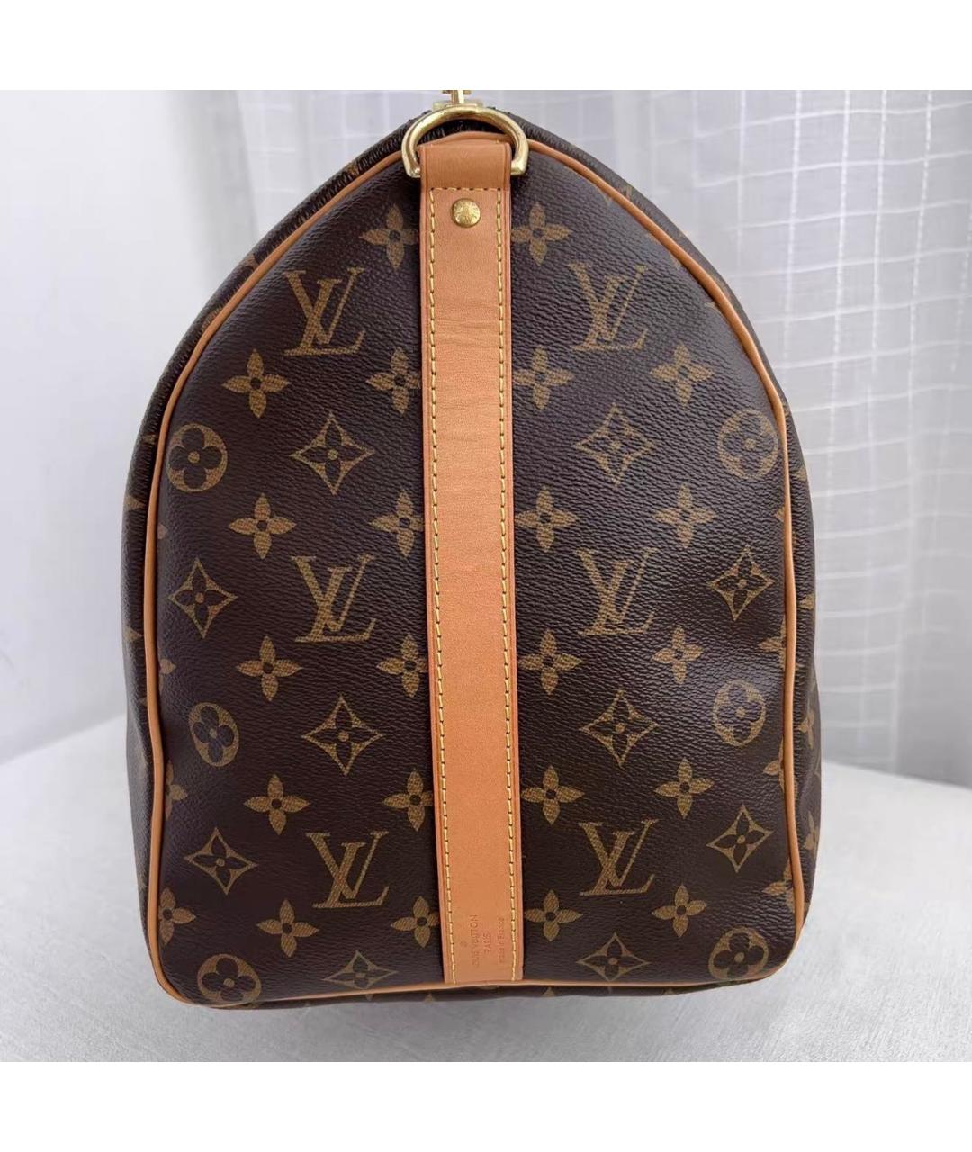 LOUIS VUITTON Коричневая кожаная дорожная/спортивная сумка, фото 3