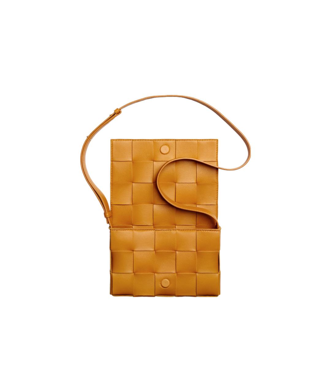 BOTTEGA VENETA Горчичная кожаная сумка через плечо, фото 3