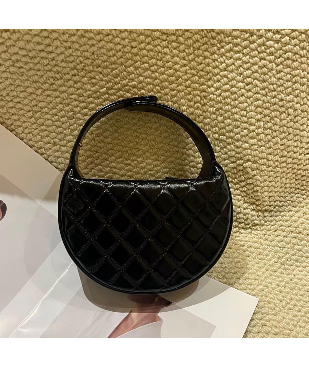 CHANEL Черная кожаная сумка с короткими ручками, фото 2