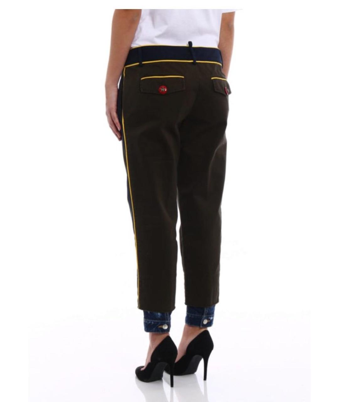 DSQUARED2 Зеленые хлопковые прямые брюки, фото 8