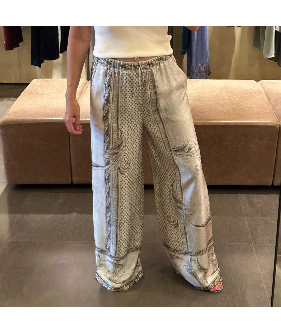 MAX MARA Бежевые шелковые брюки широкие, фото 4