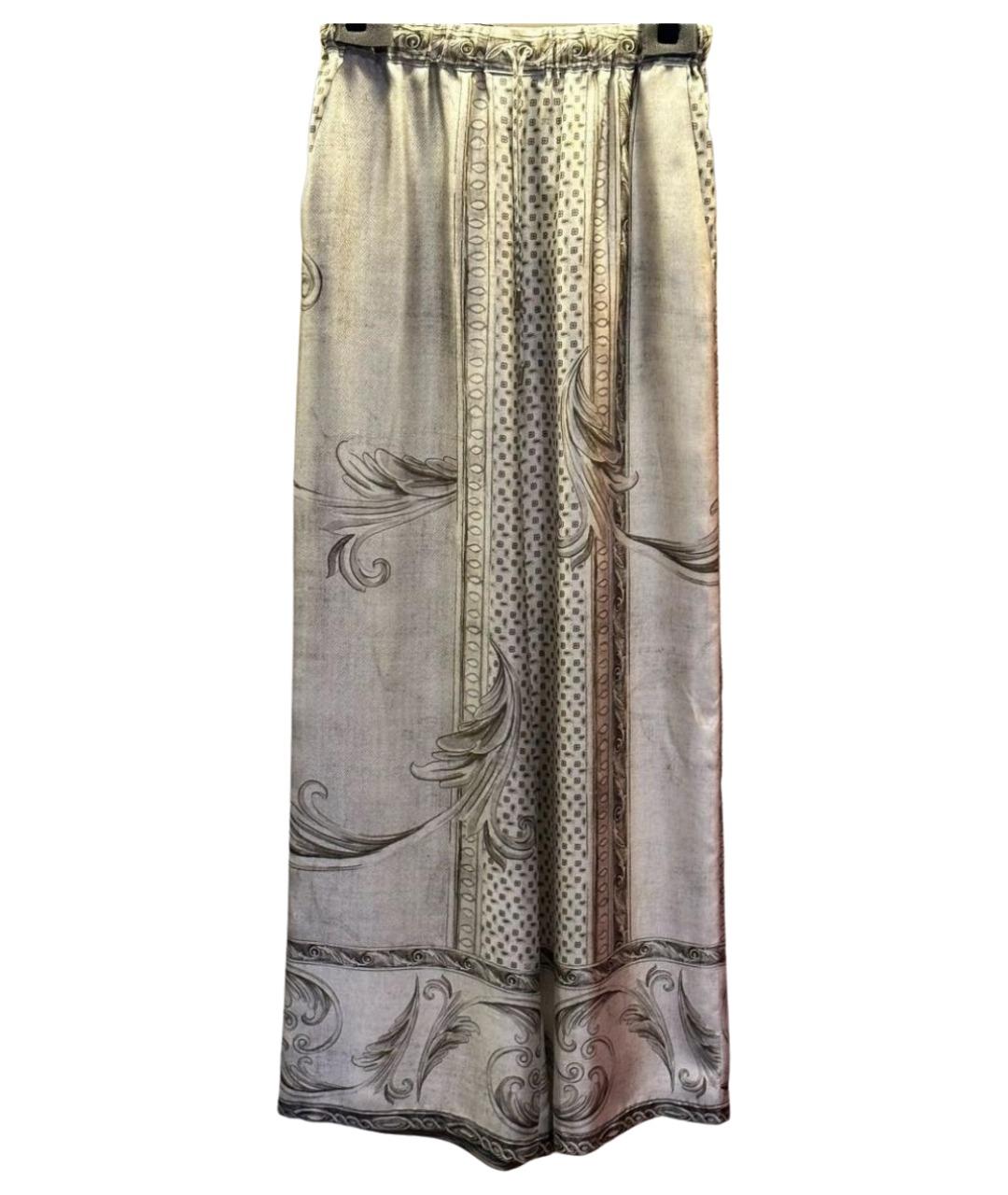 MAX MARA Бежевые шелковые брюки широкие, фото 1