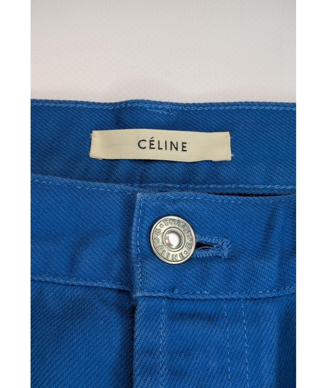 CELINE Синие хлопковые прямые джинсы, фото 3