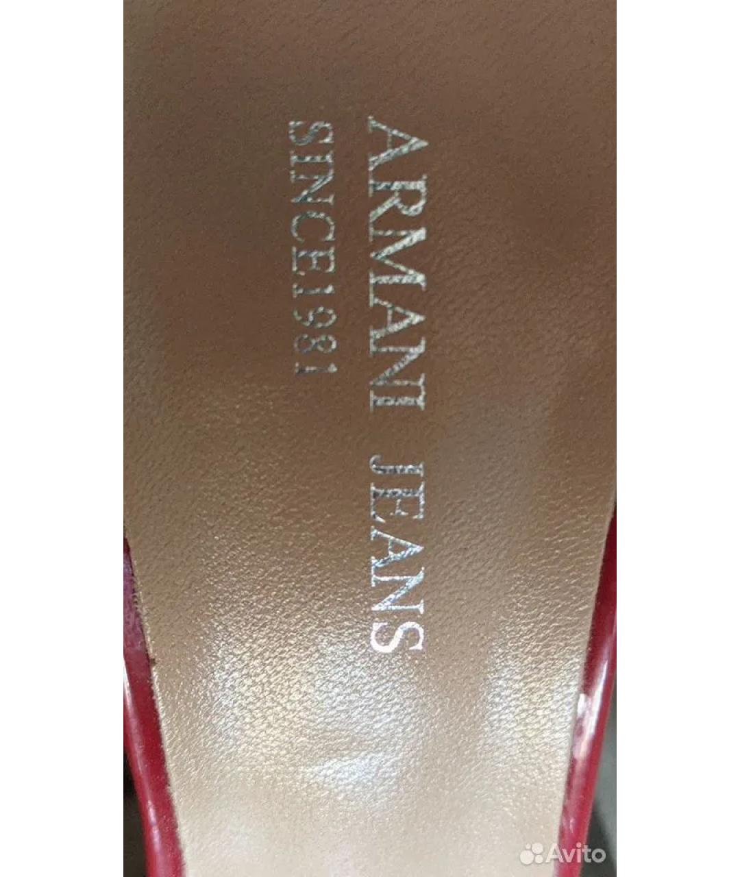 ARMANI JEANS Красные кожаные босоножки, фото 7