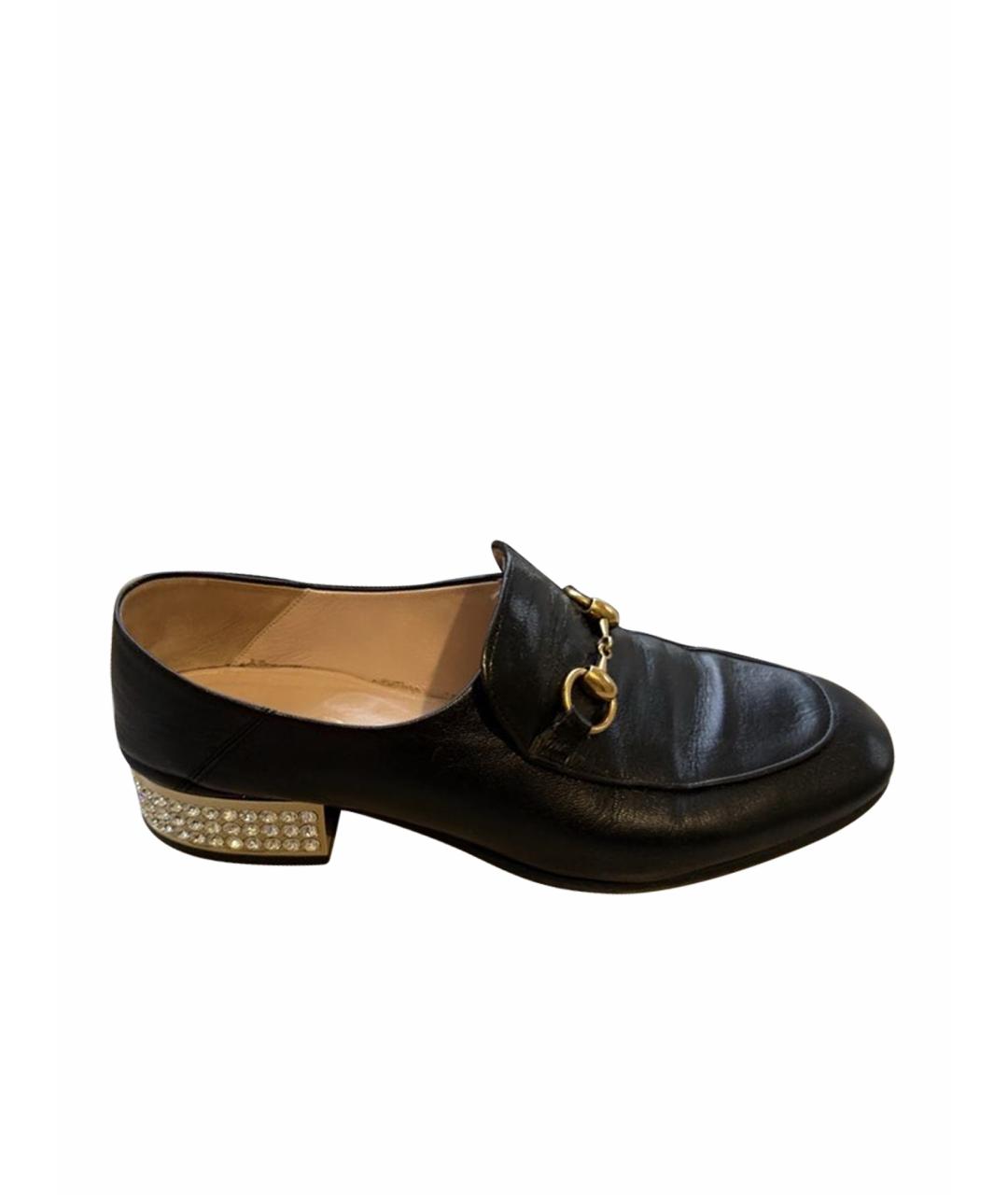 GUCCI Черные кожаные лоферы, фото 1