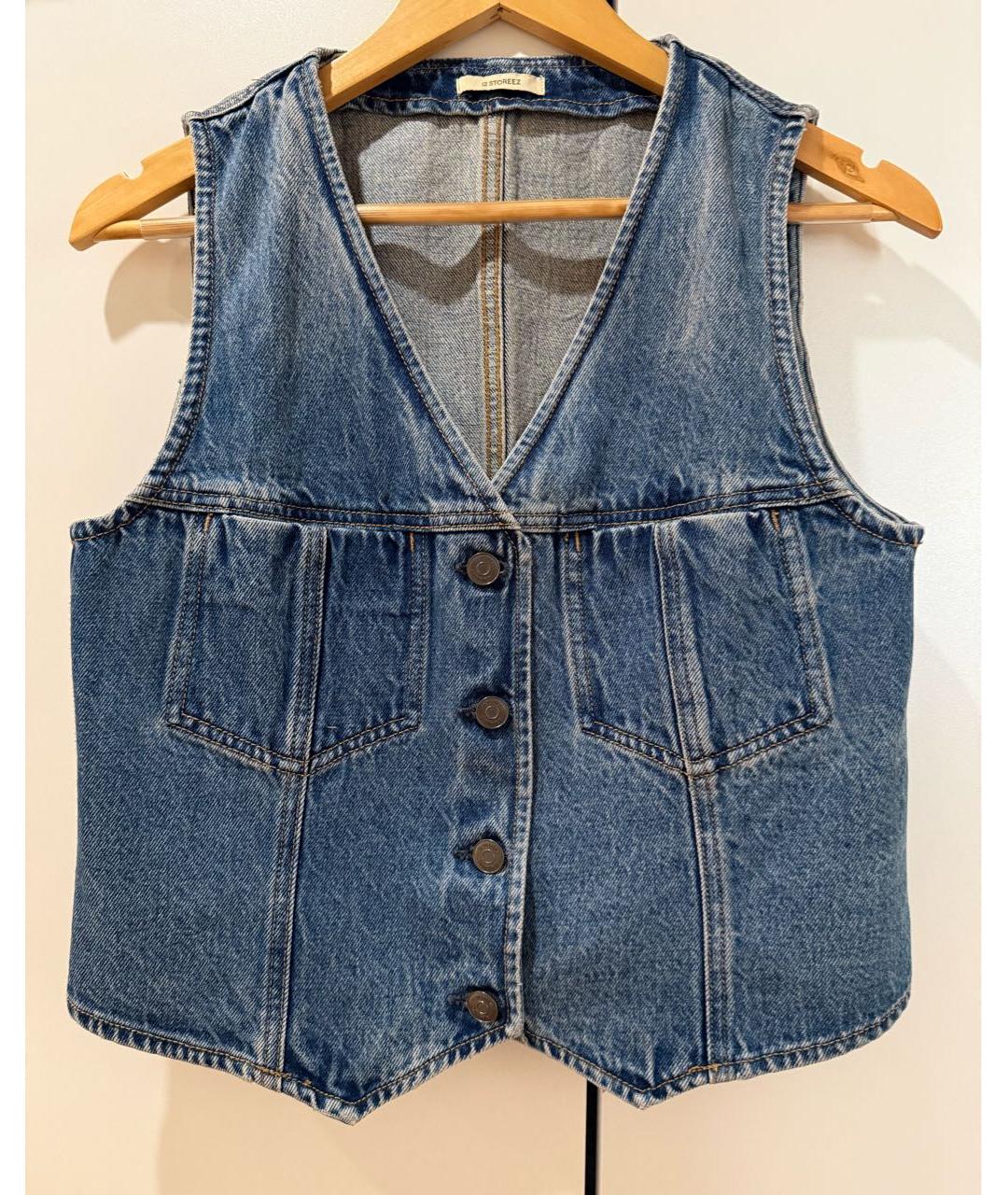 12 STOREEZ Синяя деним жилетка, фото 6
