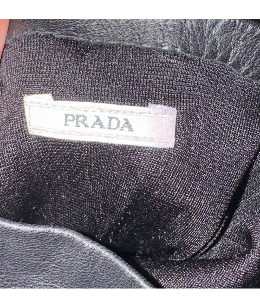 PRADA Черные кожаные перчатки, фото 4