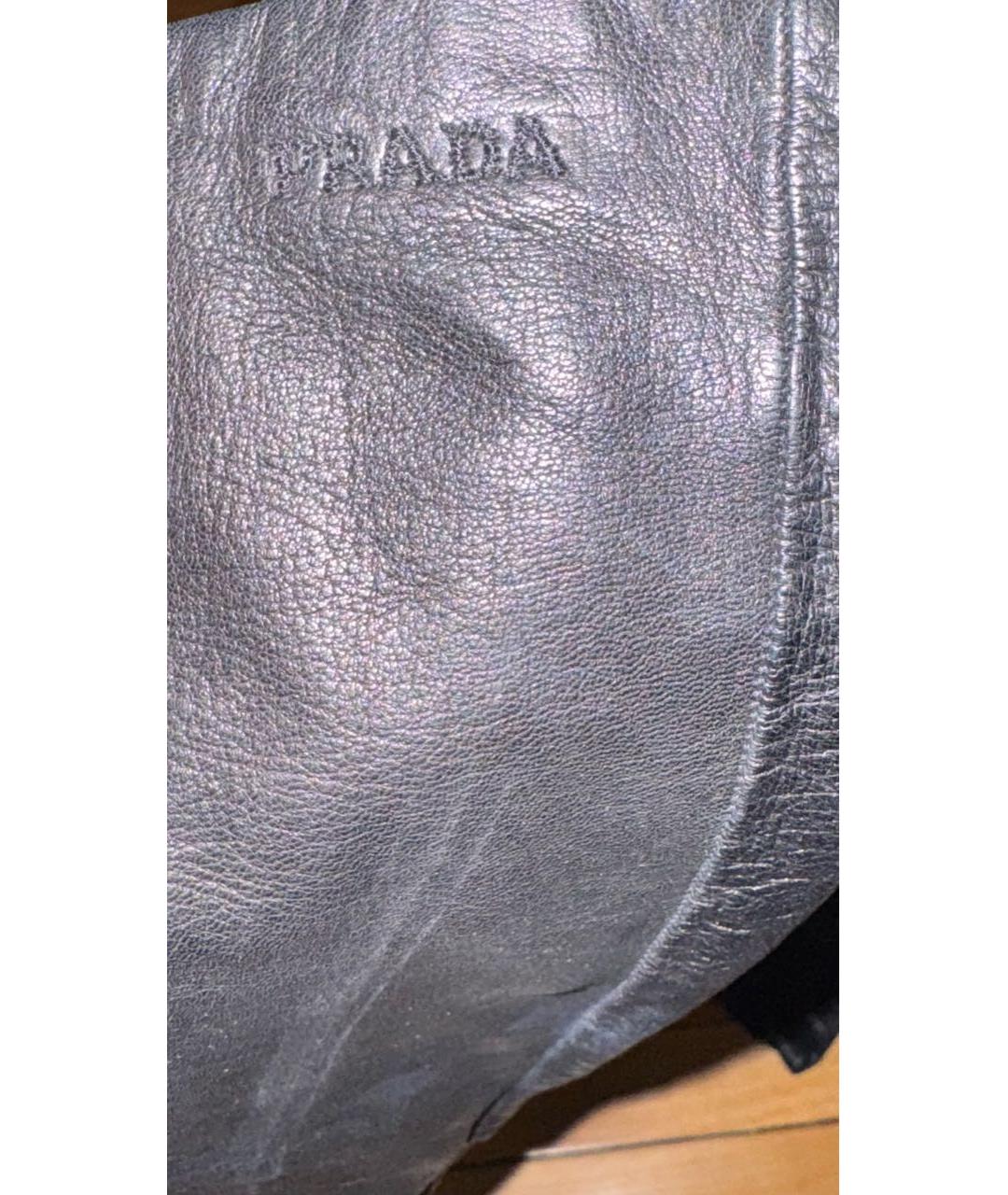 PRADA Черные кожаные перчатки, фото 3