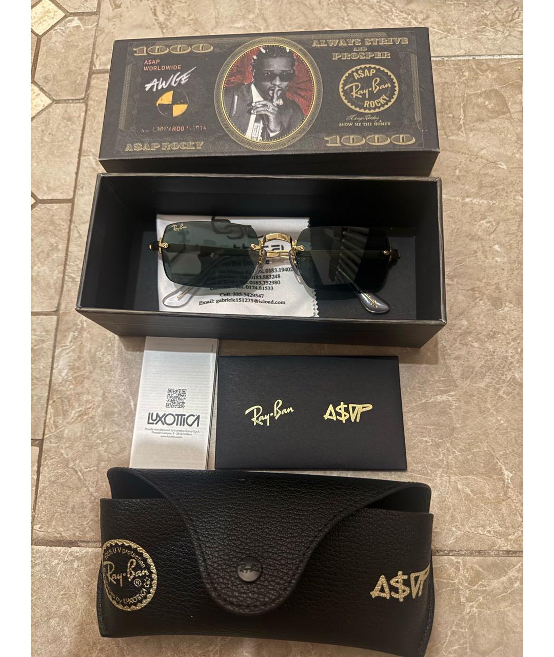 RAY BAN Хаки металлические солнцезащитные очки, фото 8