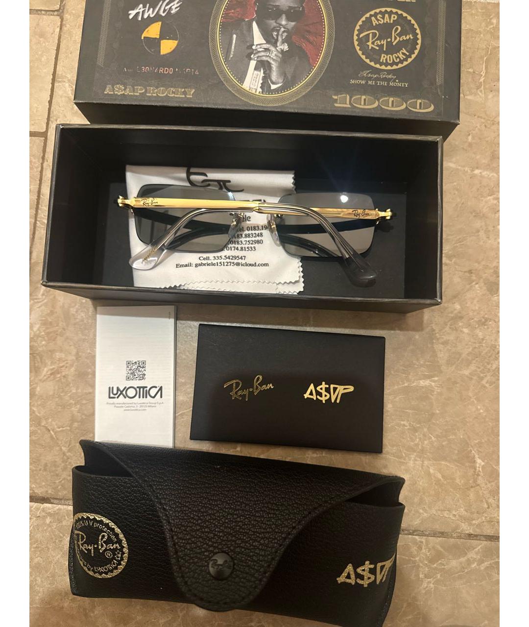 RAY BAN Хаки металлические солнцезащитные очки, фото 6