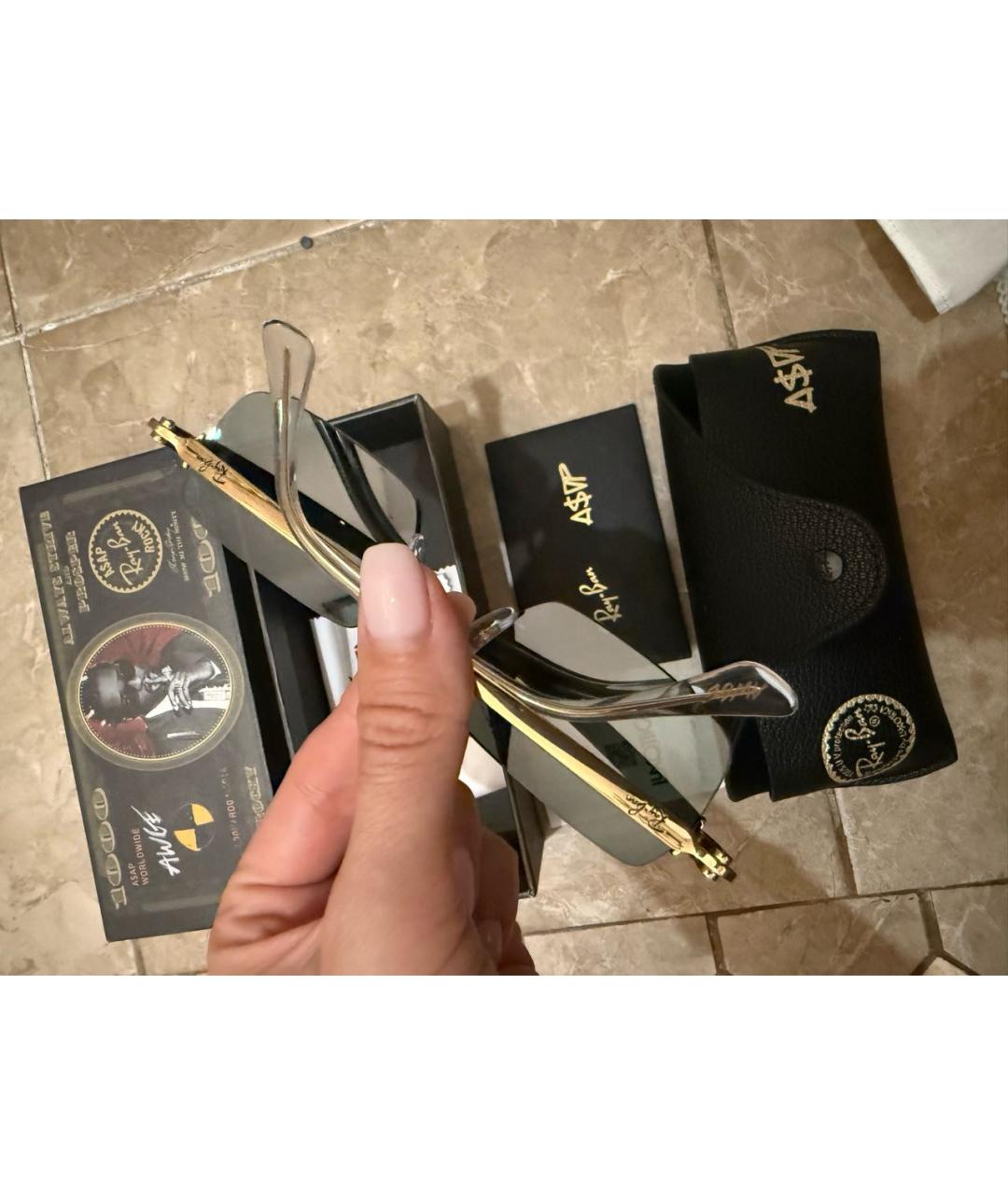 RAY BAN Хаки металлические солнцезащитные очки, фото 4