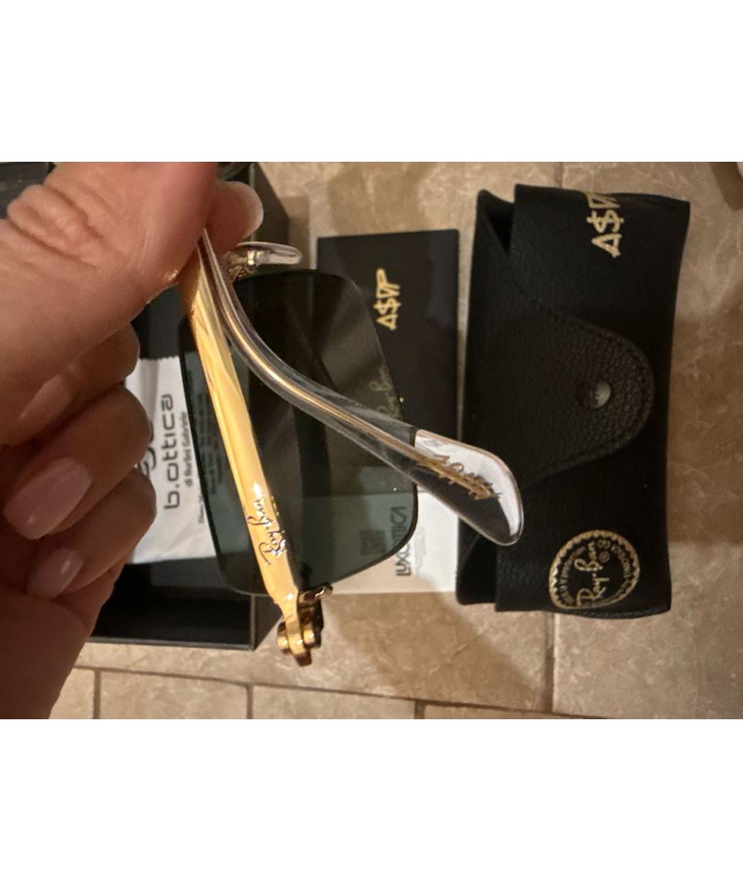 RAY BAN Хаки металлические солнцезащитные очки, фото 2
