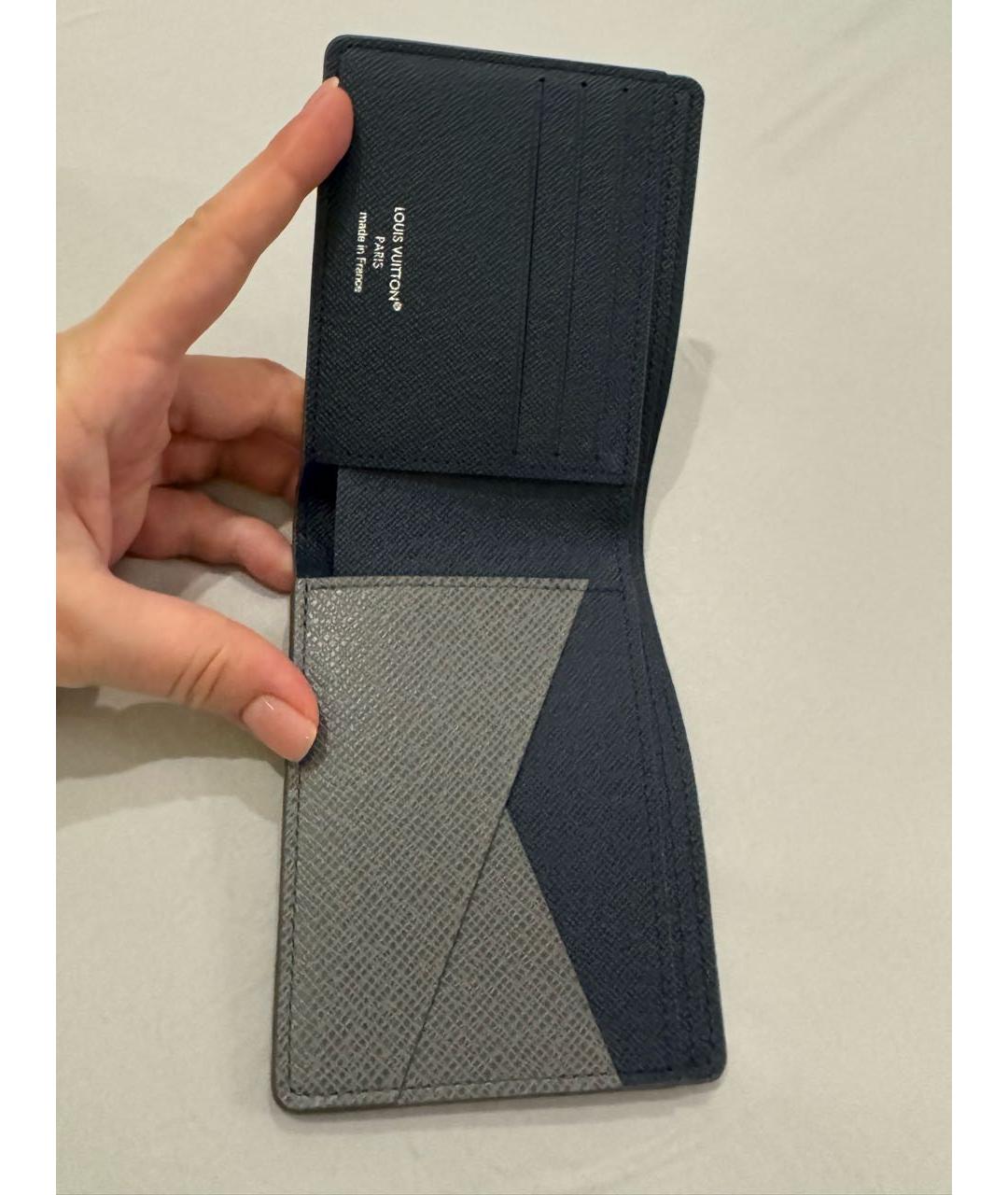 LOUIS VUITTON Серый кожаный кошелек, фото 3