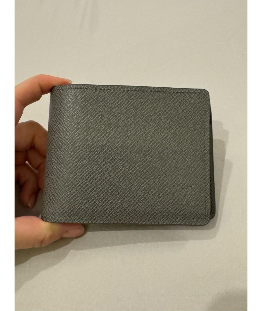 LOUIS VUITTON Серый кожаный кошелек, фото 2