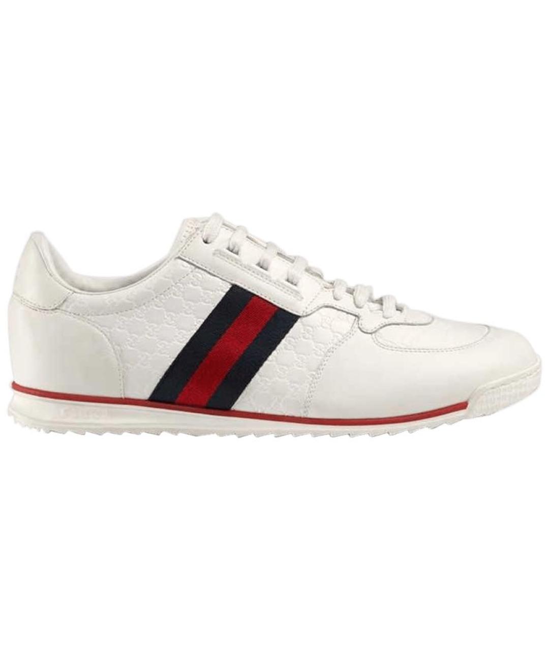 GUCCI Белые кожаные низкие кроссовки / кеды, фото 8