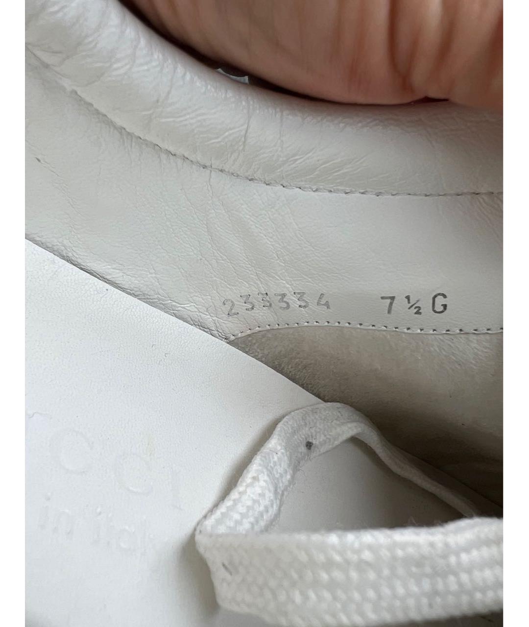 GUCCI Белые кожаные низкие кроссовки / кеды, фото 5
