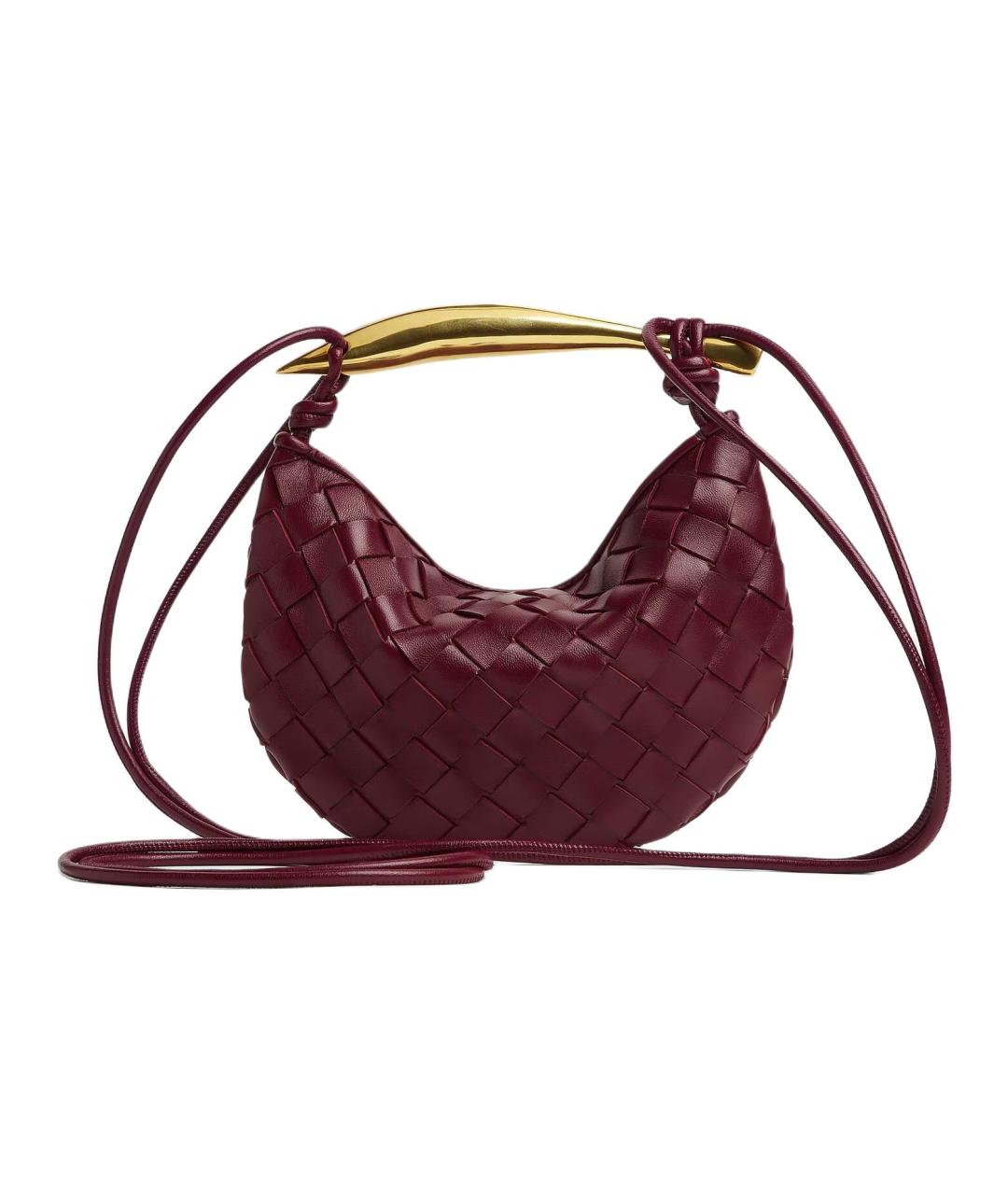 BOTTEGA VENETA Бордовая кожаная сумка с короткими ручками, фото 3