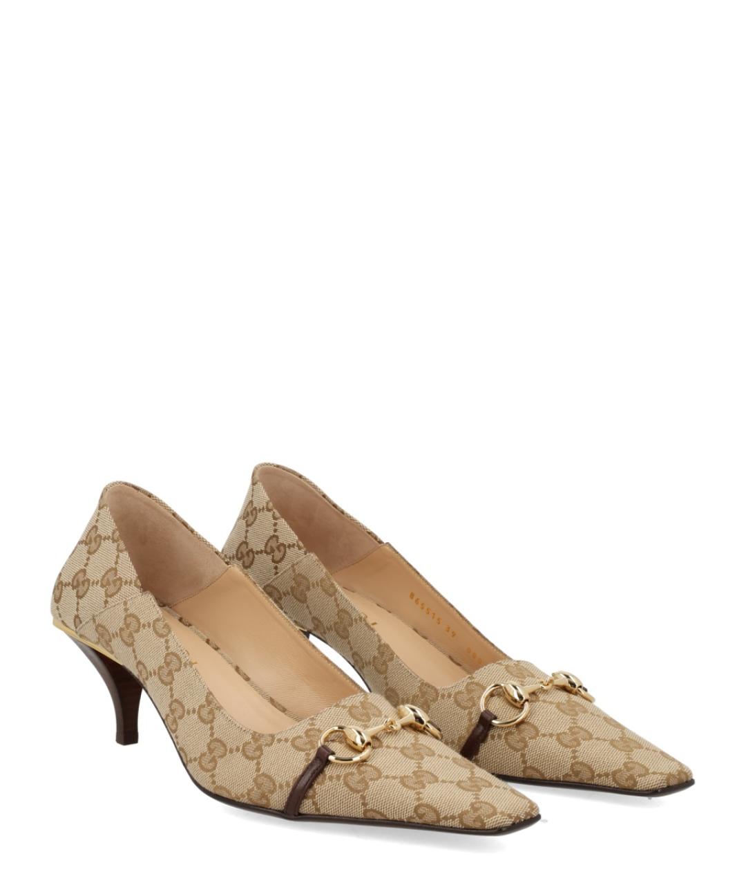 GUCCI Бежевые текстильные туфли, фото 2