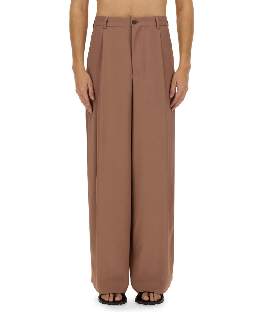 DRIES VAN NOTEN Коричневые ацетатные повседневные брюки, фото 1