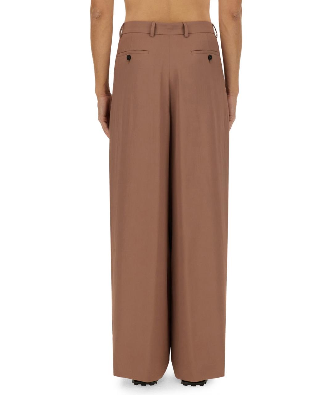 DRIES VAN NOTEN Коричневые ацетатные повседневные брюки, фото 3