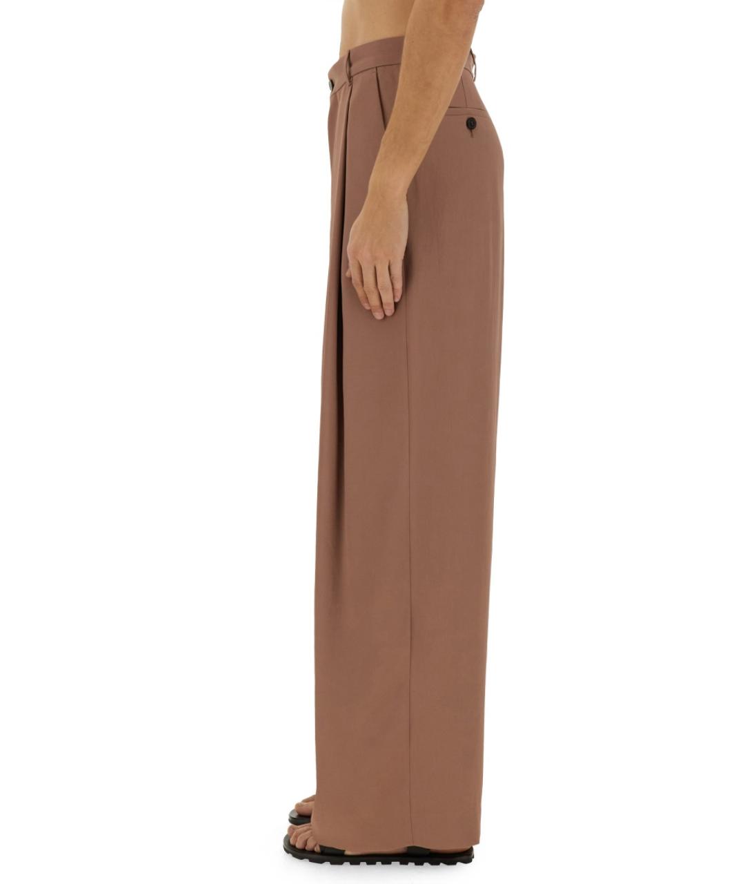 DRIES VAN NOTEN Коричневые ацетатные повседневные брюки, фото 4