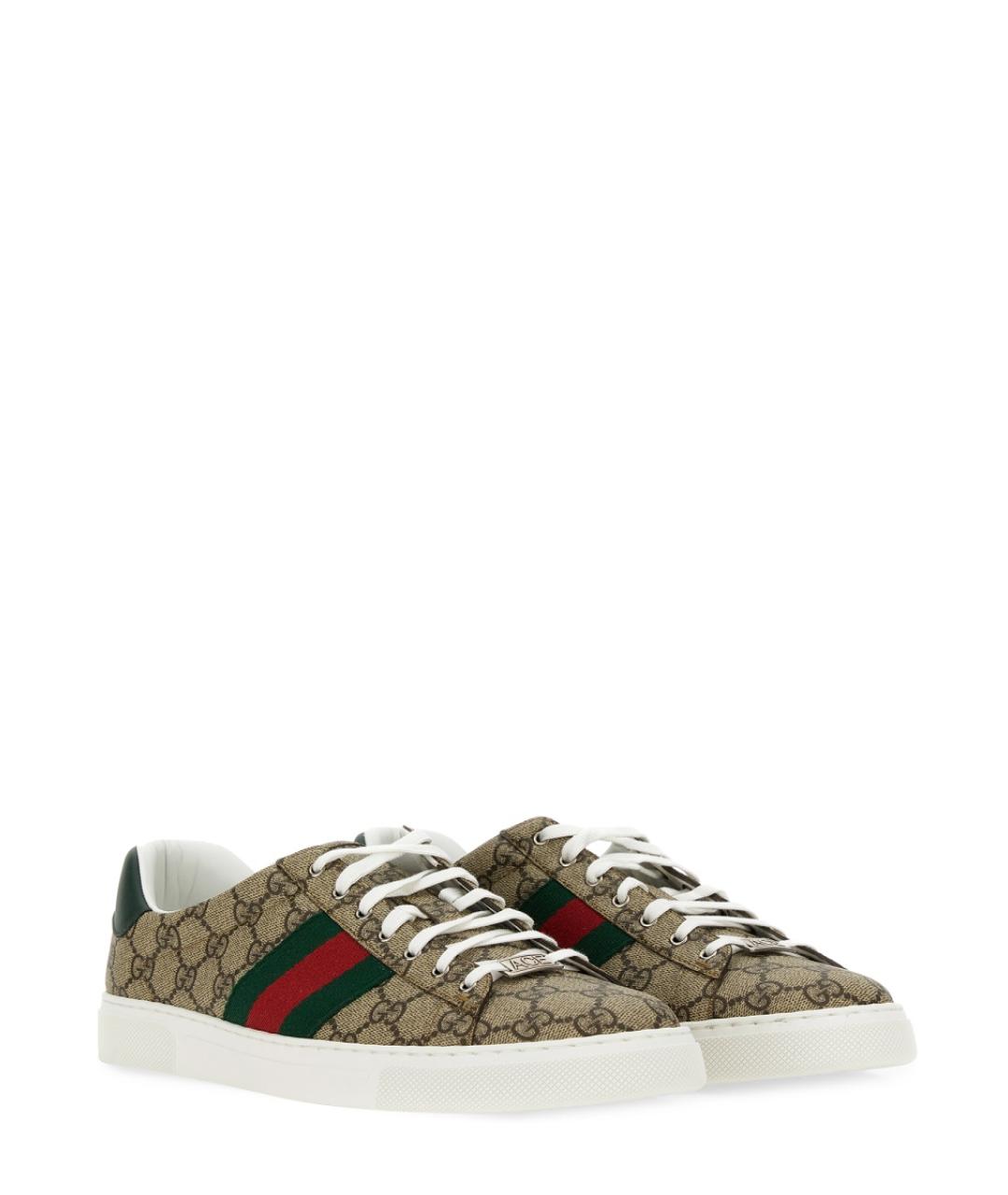 GUCCI Бежевые синтетические низкие кроссовки / кеды, фото 3