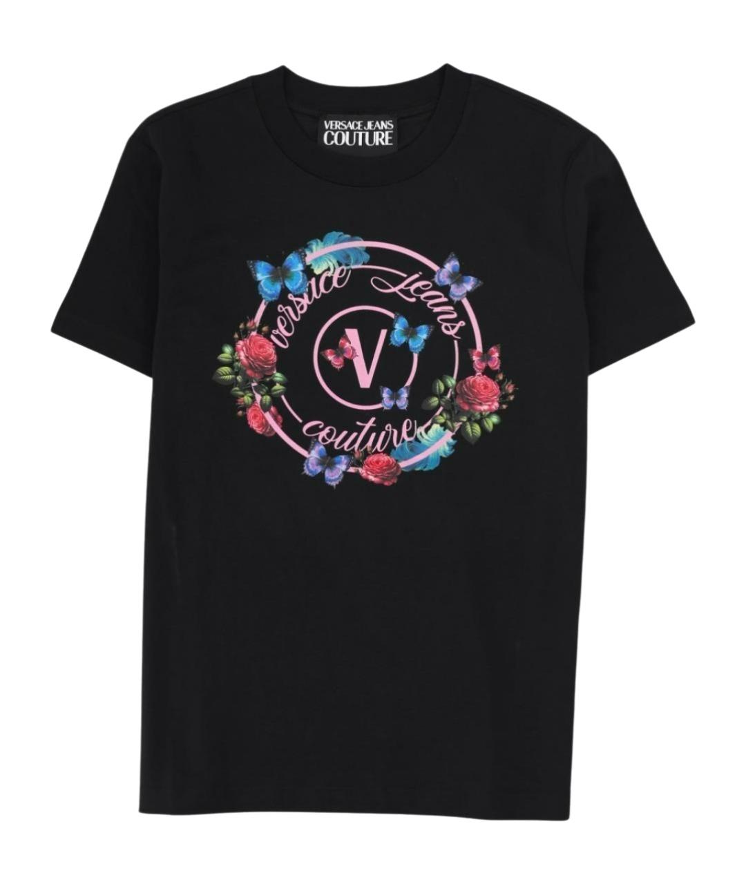 VERSACE JEANS COUTURE Черная хлопковая футболка, фото 1